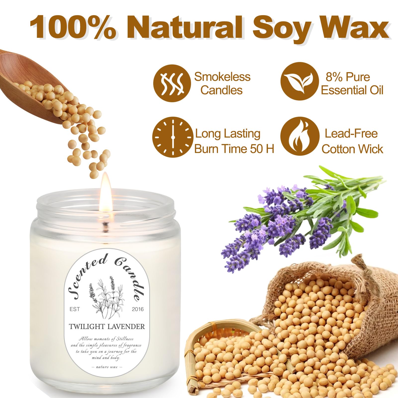 4 Pack Candles for Home Scented, Lavender Candle, Aromatherapy Jar Candles, 28 oz 200 Hour Long Lasting Candles, Scented Candles