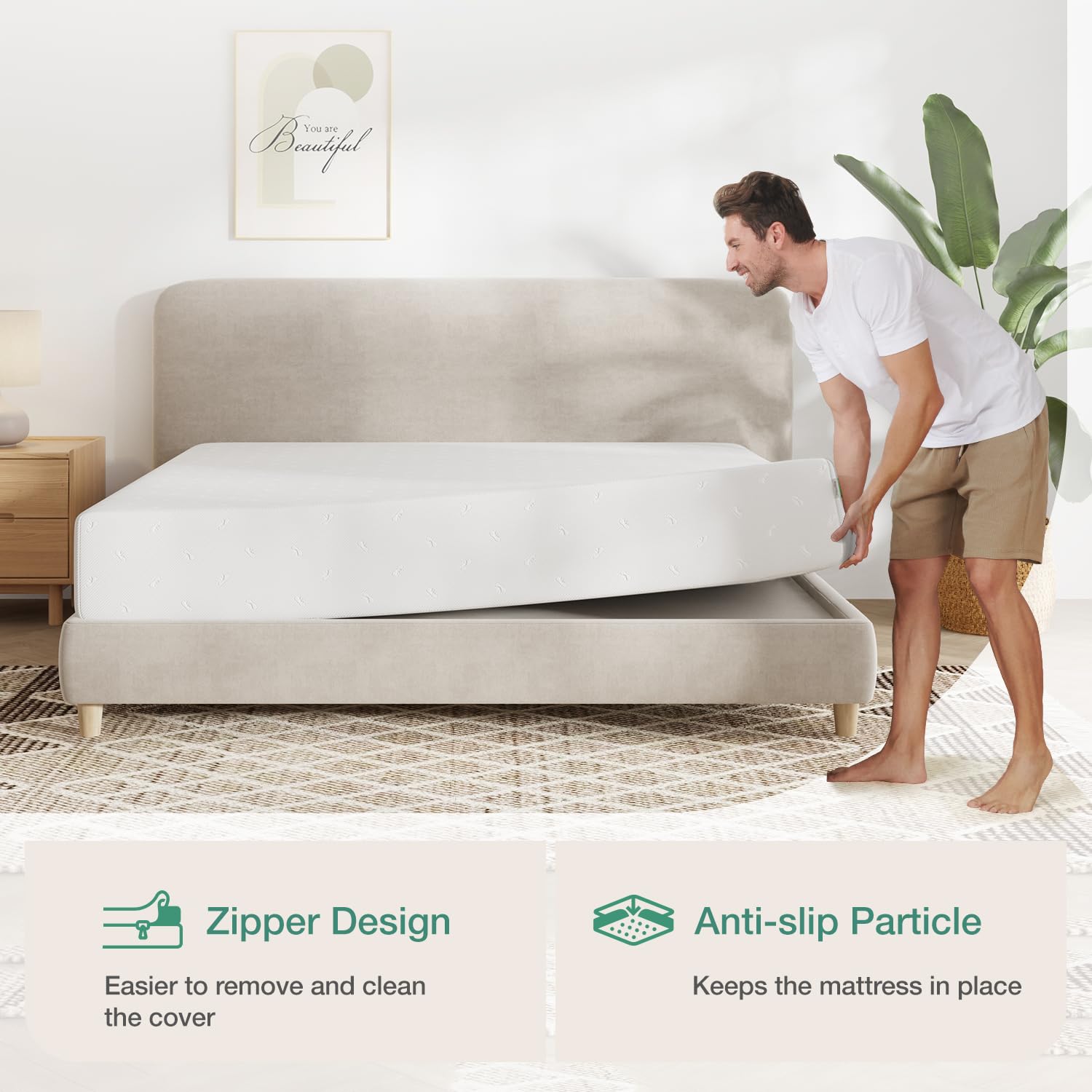 Novilla King Size Mattress, 10 Inch Memory Foam Mattress King For Pressure Relief & Comfort Sleep, Removable Washable Mattress C