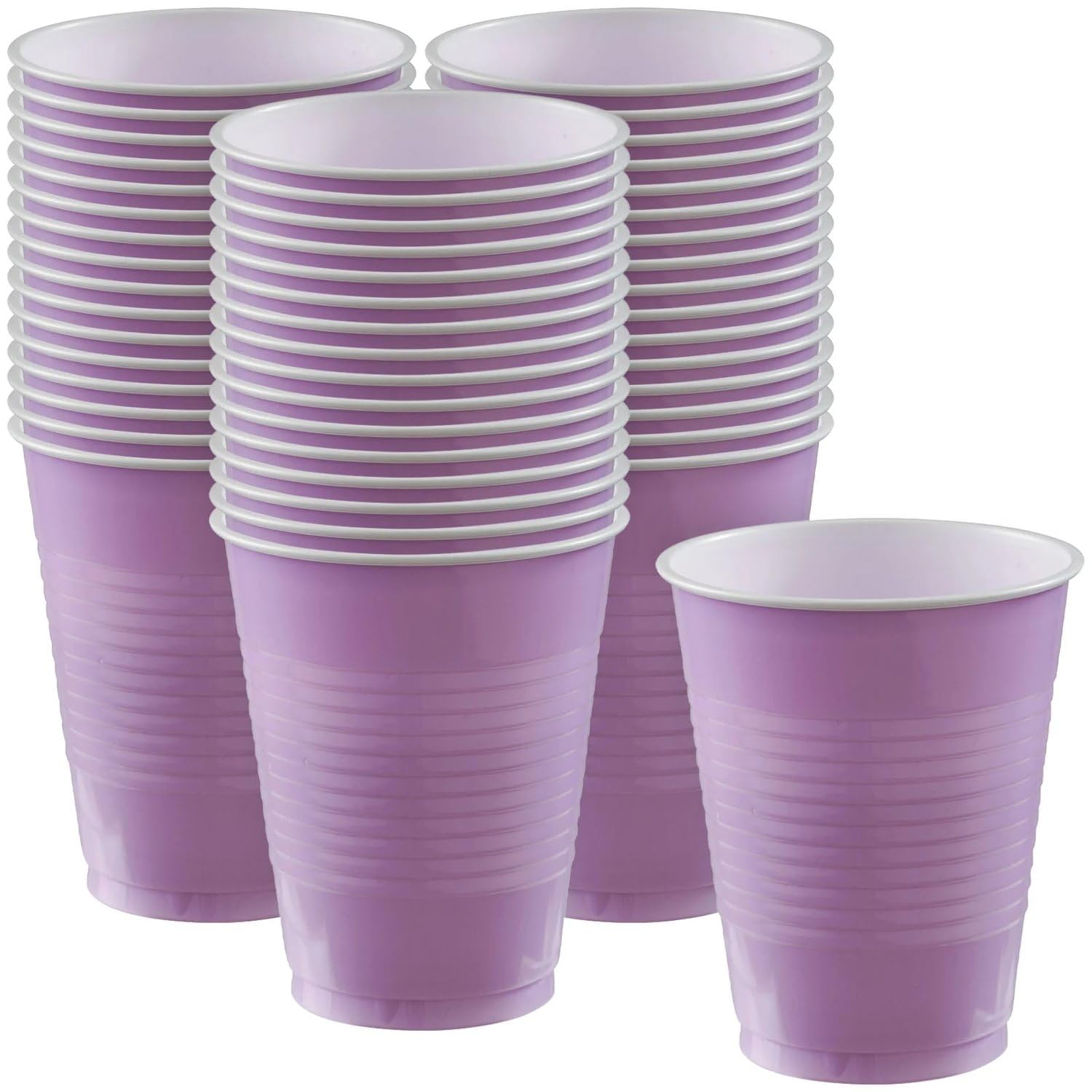 Plastic Cups - 18 Oz. - Elegant Disposable Cups, Perfect Party Supplies For Themed Parties, Weddings Or Everyday Use, Lavender,
