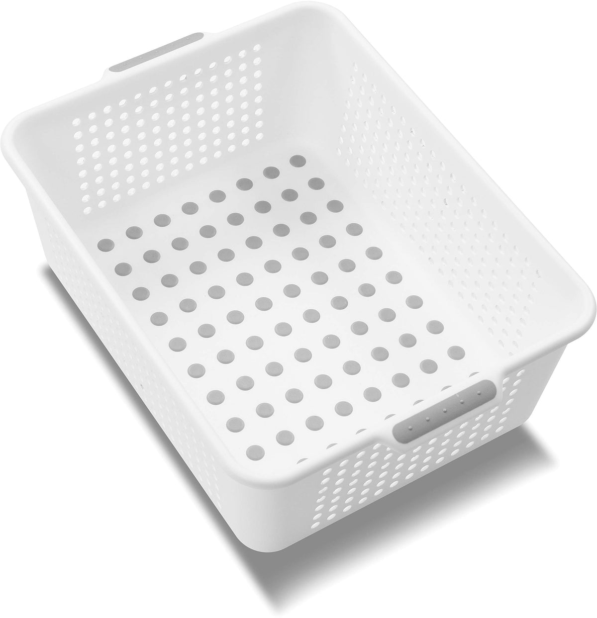 Madesmart Classic Medium Storage Basket - White | Classic Collection | Multi-Purpose Organizer | Soft-Grip Dots And Non-Slip Fee
