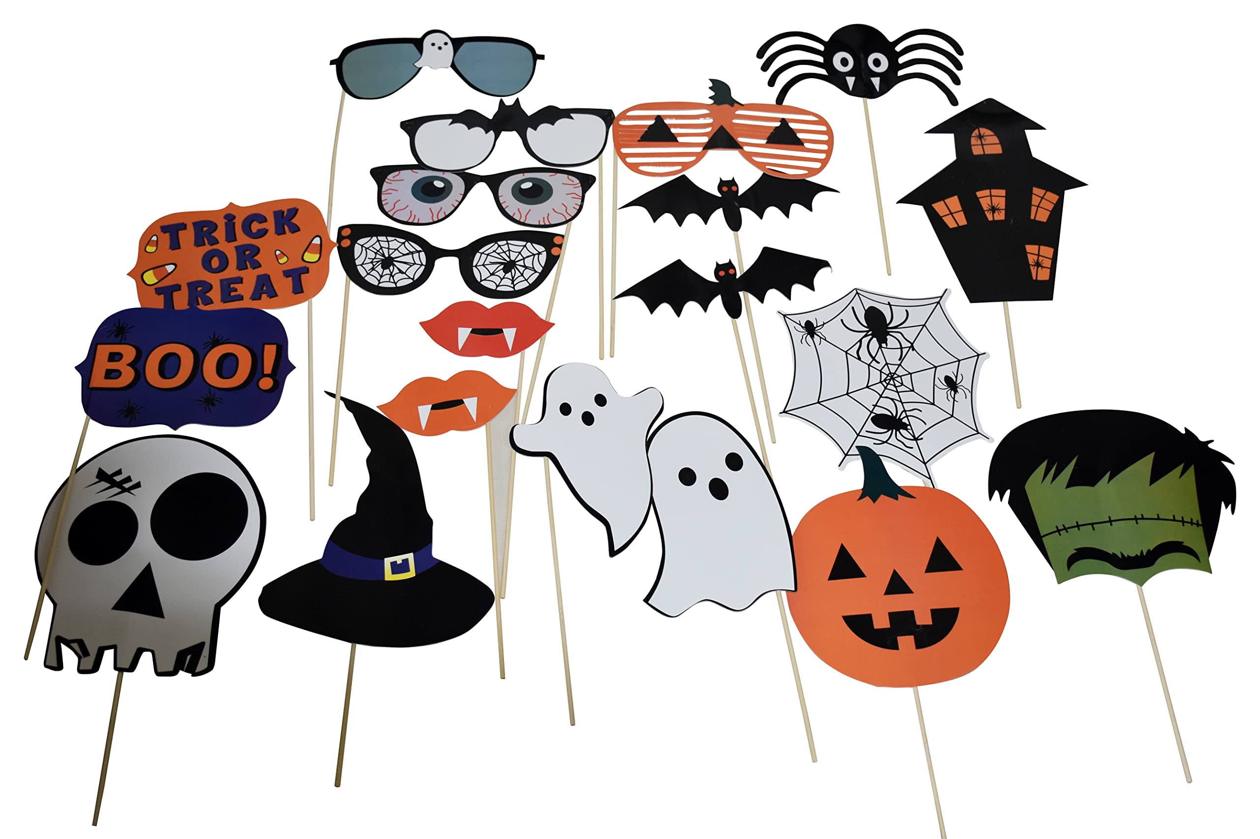 Jagmag Halloween Party Prop Photo Booth Props DIY Kit for Party Supplies Featuring Boo Pumpkin Ghost Halloween Decorations Photo
