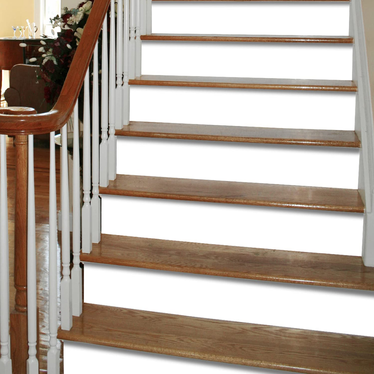 Funlife 14Pcs Self-Adhesive Vinyl Stair Riser Stickers, Peel And Stick Staircase Decal Contact Paper, 39.37''X7.09'' Pure White