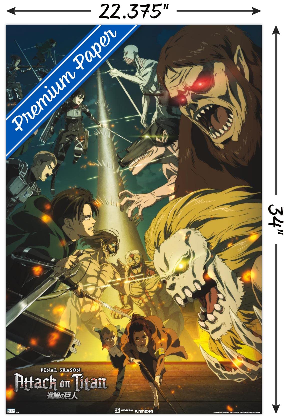 Trends International Attack On Titan: Season 4 - Key Visual 3 Wall Poster, 22.37'' X 34.00'', Premium Unframed Version