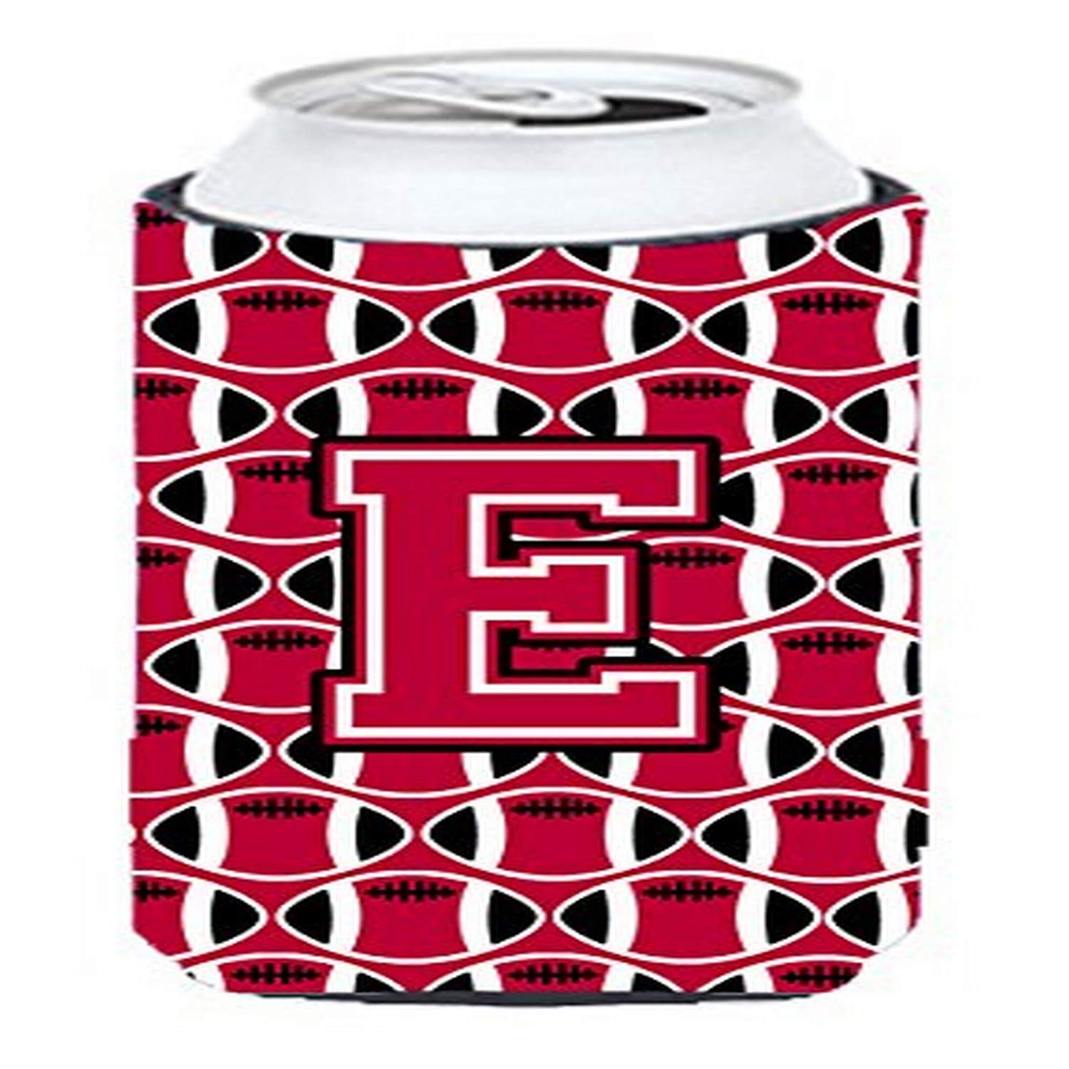 Letter E Football Crimson and White Tall Boy Beverage Insulator Hugger CJ1079-ETBC