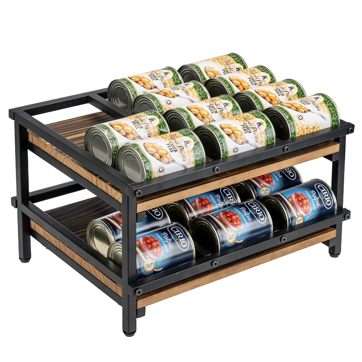MyGift 2Tier Can Holder for Pantry, Canned Goods Organizer, Countertop Soup Can Storage Dispenser Rack, Holds 10 to 15 oz Can S