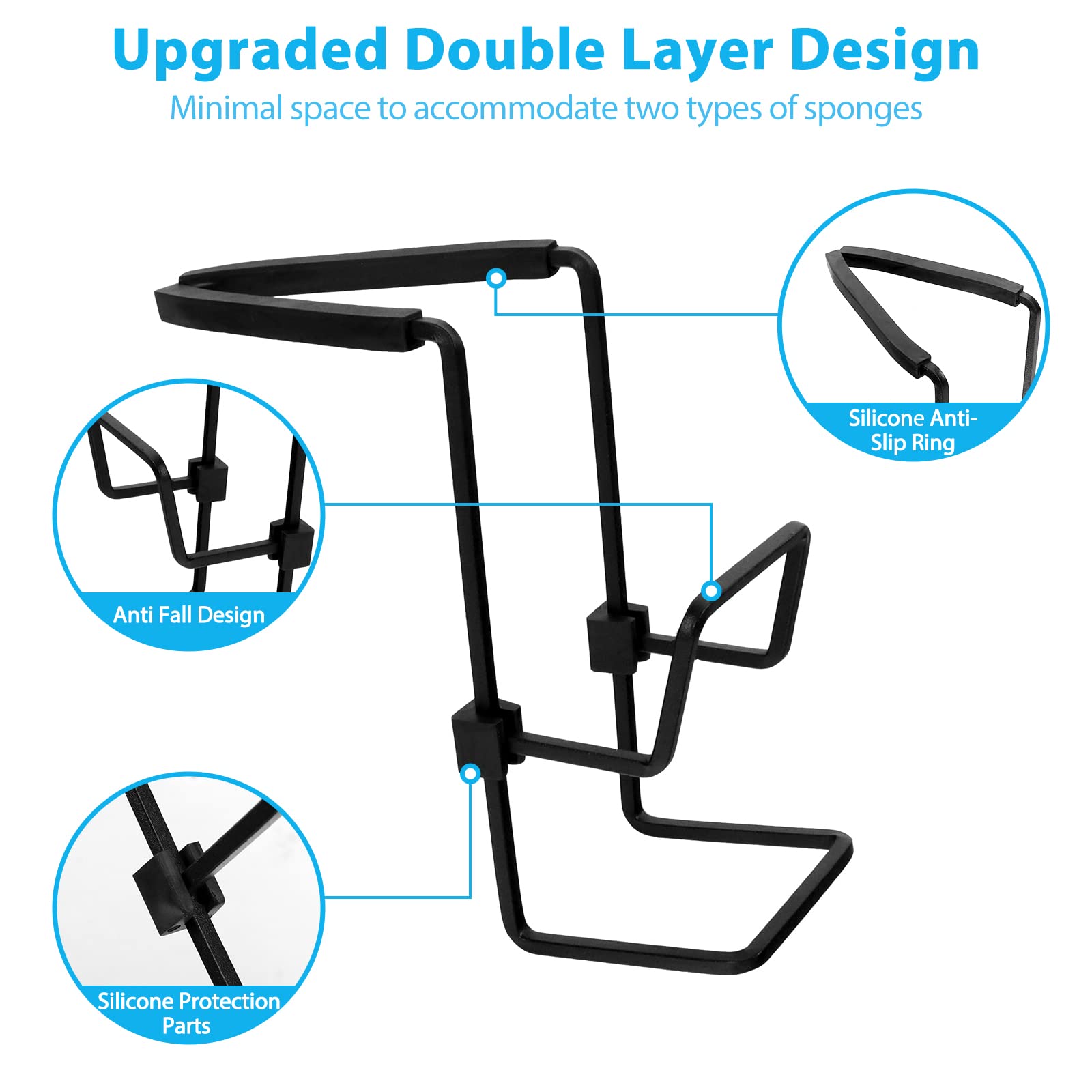 Achenyu Sink Caddy Sink Sponge Holder - Faucet Rack Shower Tray - Kitchen And Bathroom Metal Organizer Hanging Fix Around Faucet