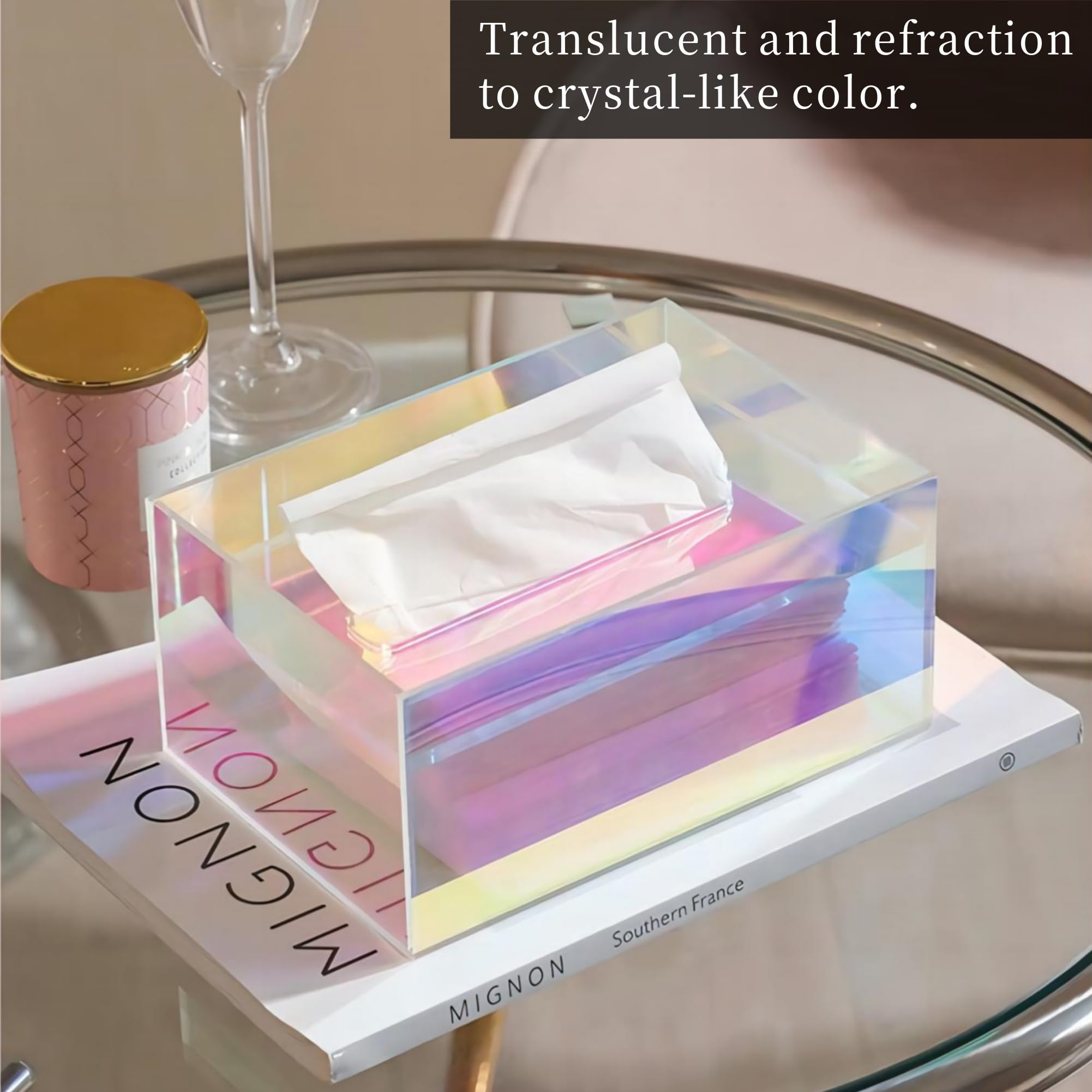 Tissue Box Cover, Acrylic Facial Paper Holder With Large Opening Napkin Dispenser For Bathroom Vanity Countertop Night Stands Of