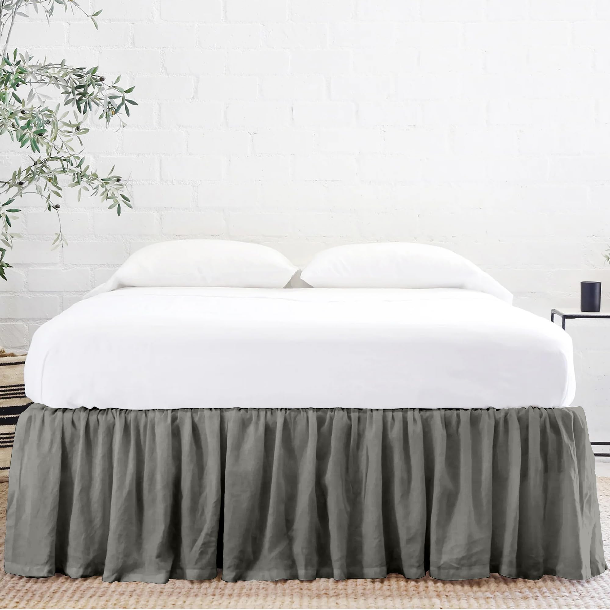Linenweaves Bed Skirt Twin Size 21 Inch Drop | Solid Pattern Microfiber Easyfit | Tailored Wrinkle Fade Resistance Soft Fabric S