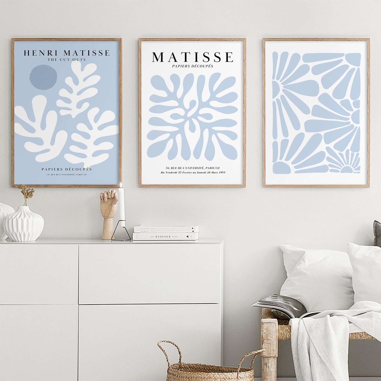 Henri Matisse Wall Art Prints Set Of 3 Blue Abstract Matisse Canvas Wall Decor Aesthetic Preppy Wall Art Blue Matisse Posters Ar