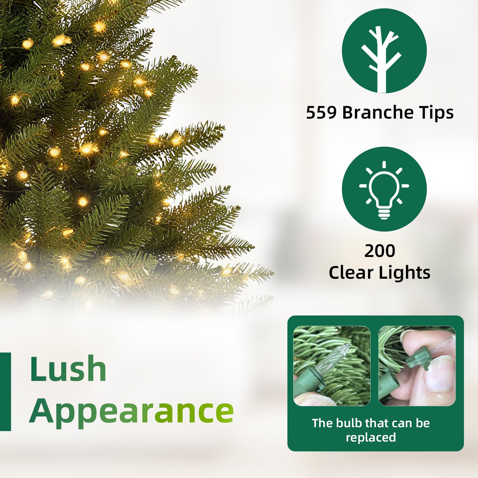 Aovotreena 4FT Pre-Lit Artificial Christmas Tree,Small Artificial Holiday Dunhill Fir Xmas Tree with 200 White Lights, 559 PVC B
