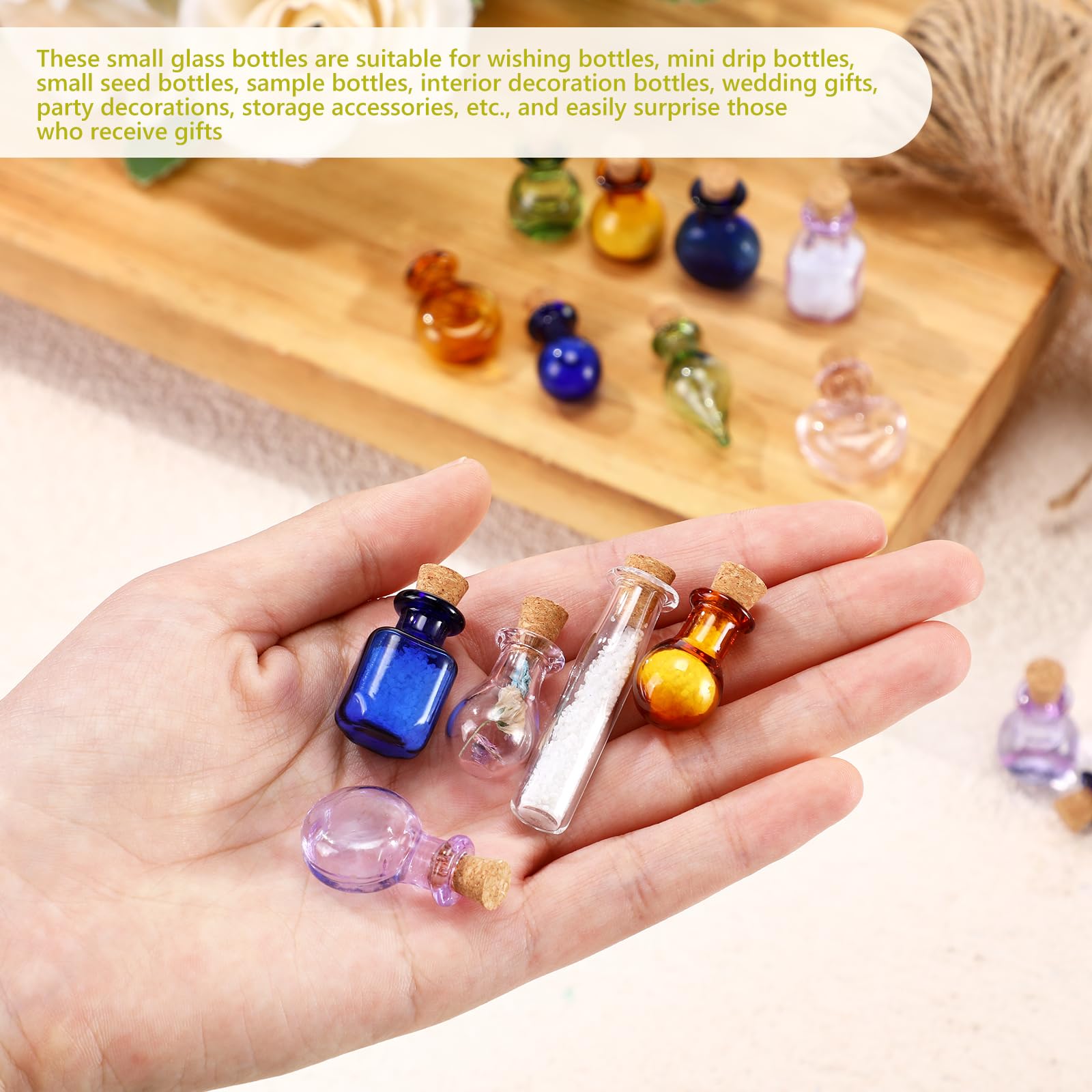 Geiserailie 80 Pieces Tiny Glass Bottles Spell Jars with Cork Stoppers Small Mini Wishing Potion Bottles Witchcraft Supplies for
