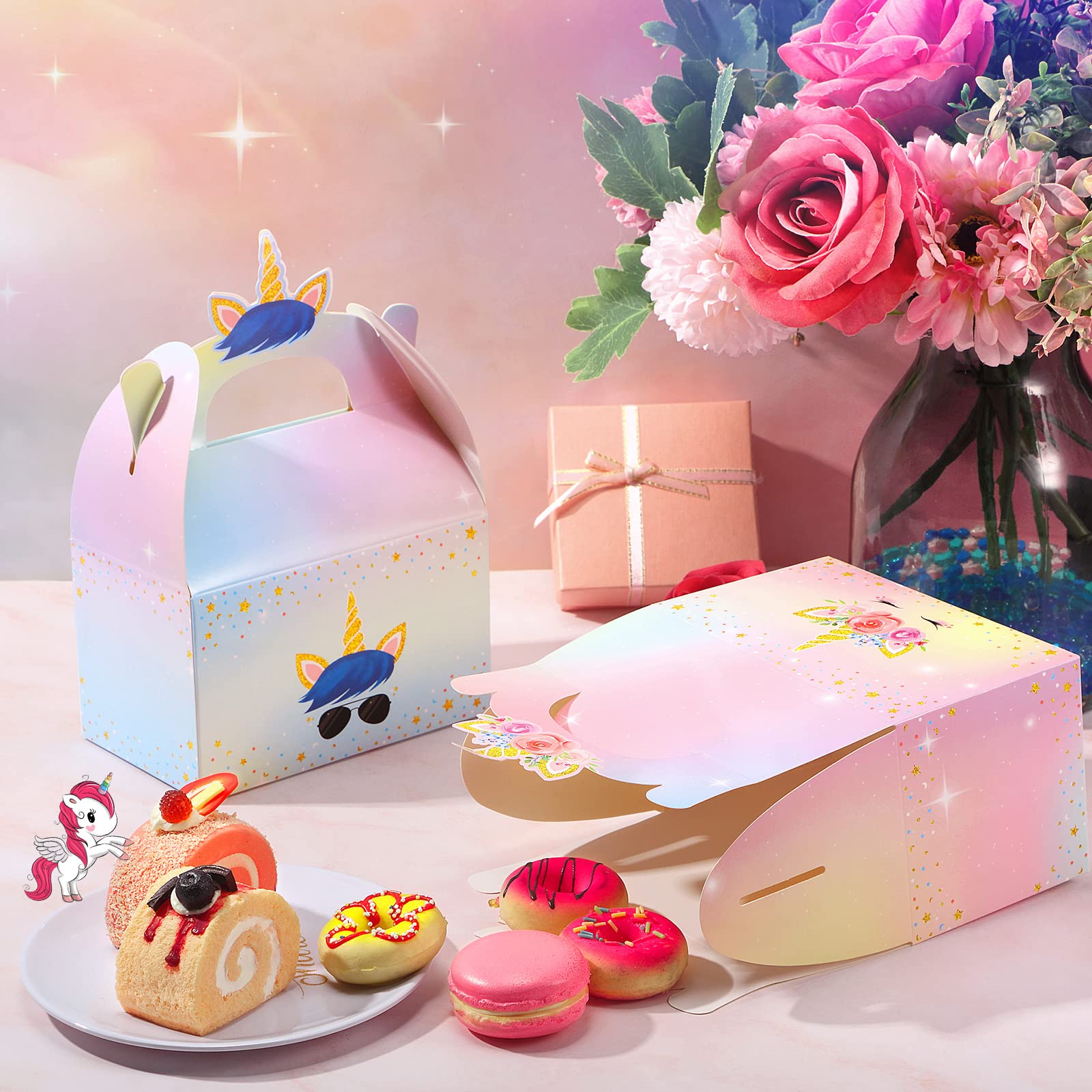 Leinuosen Unicorn Gift Boxes Party Supplies Cute Party Favor Boxes Rainbow Theme Treat Boxes Candy Goodies Gift Boxes For Girls