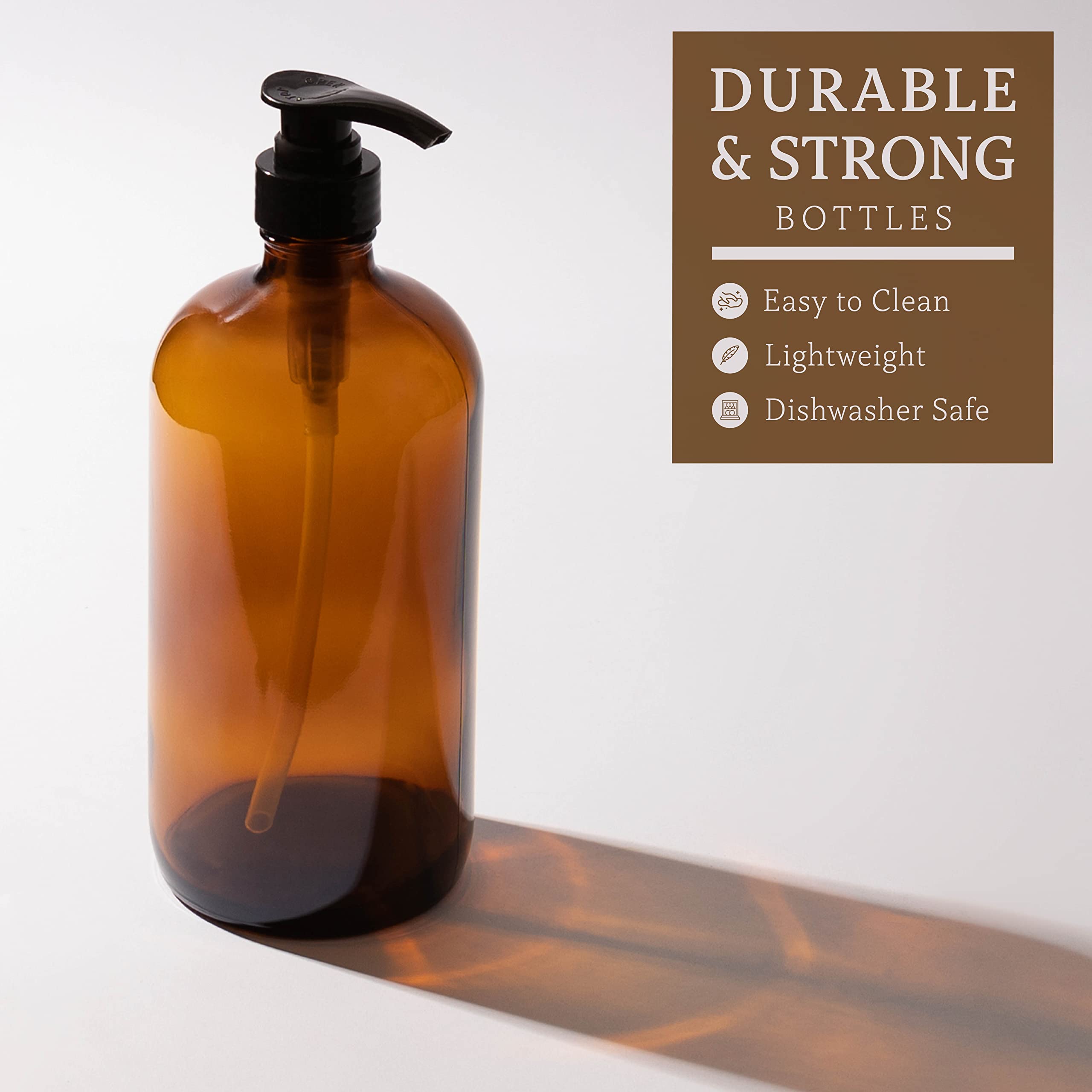 35 Ounce Glass Pump Dispenser Bottle, Large Amber Container With Pump For Shower And Bath Shampoo Soap Conditioner Lotion - 1 Li