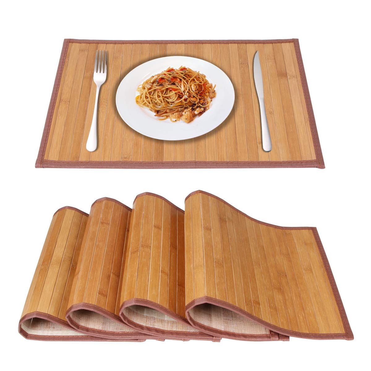 Bamboo Placemats For Dining Table, Placemats Set Of 4,Stain-Resistant,Heat-Resistant Place Mats,Durable And Sturdy Dining Place
