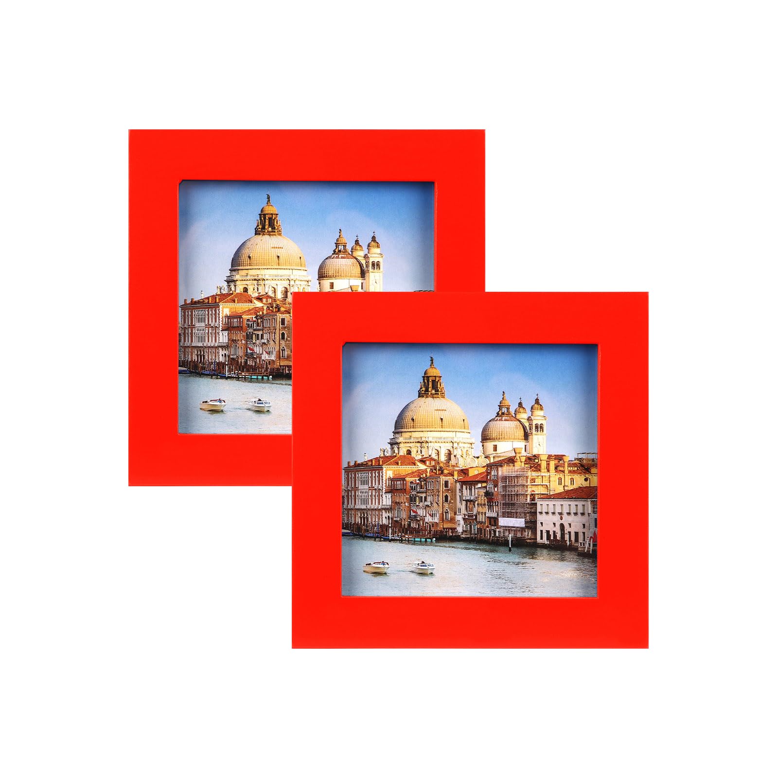 wyooxoo 4x4 Picture Frames Set of 2 Solid Wood Photo Frames Colorful Frame with HD Plexiglass, Wall or Tabletop Display, Red