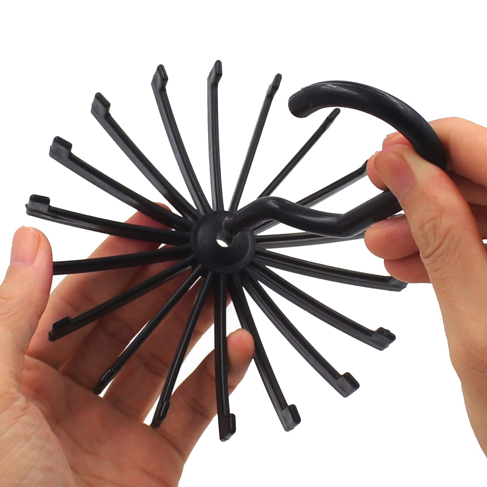 Z Zicome 3 Pack Twirl Ties Rack Closet Organizer Tie Hanger Hook Headband Holder (Black)