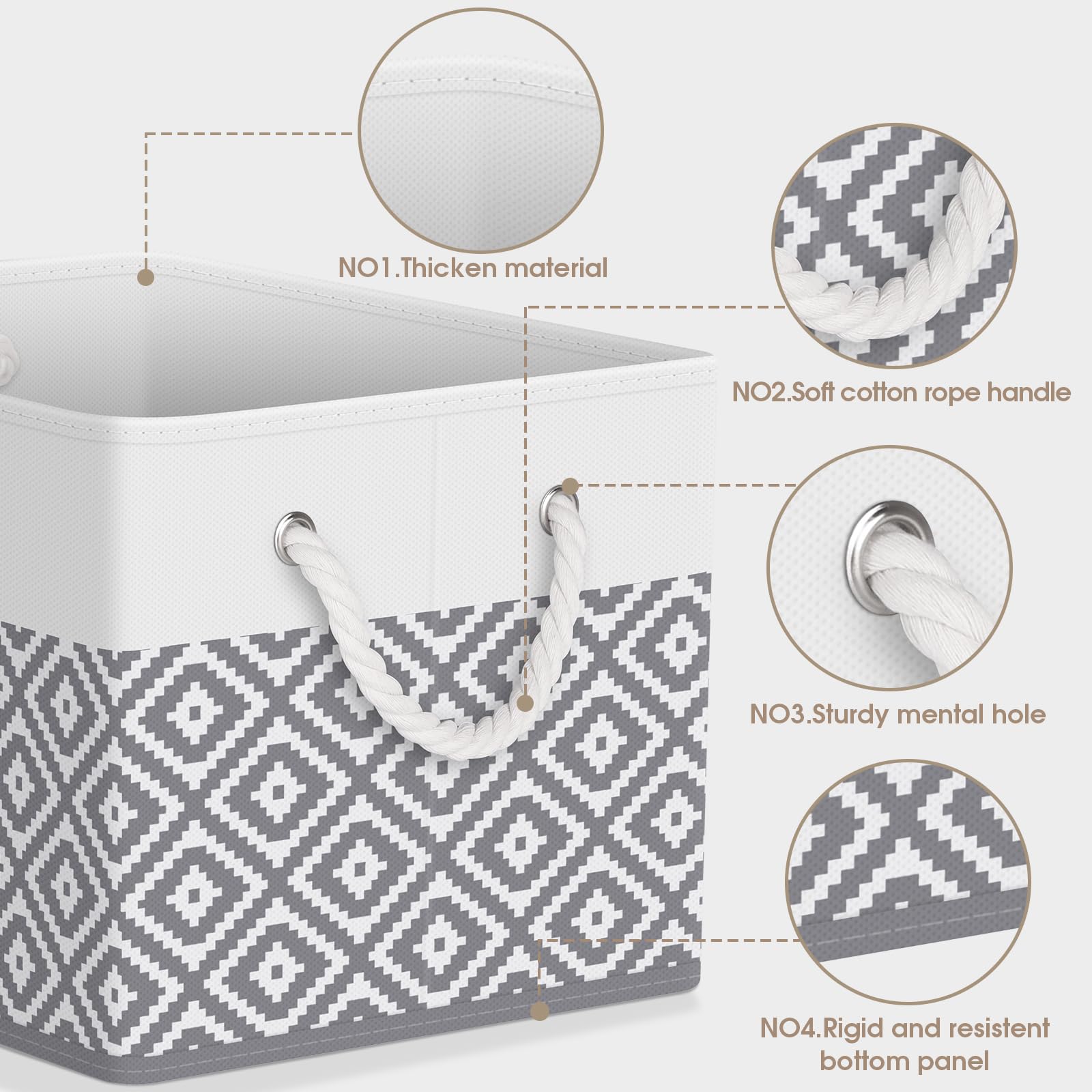 StorageTastic Storage Bins, 3-Pack Large Storage Box with Rope Handles, Collapsible Storage Basket for Organizing Books, Clothes