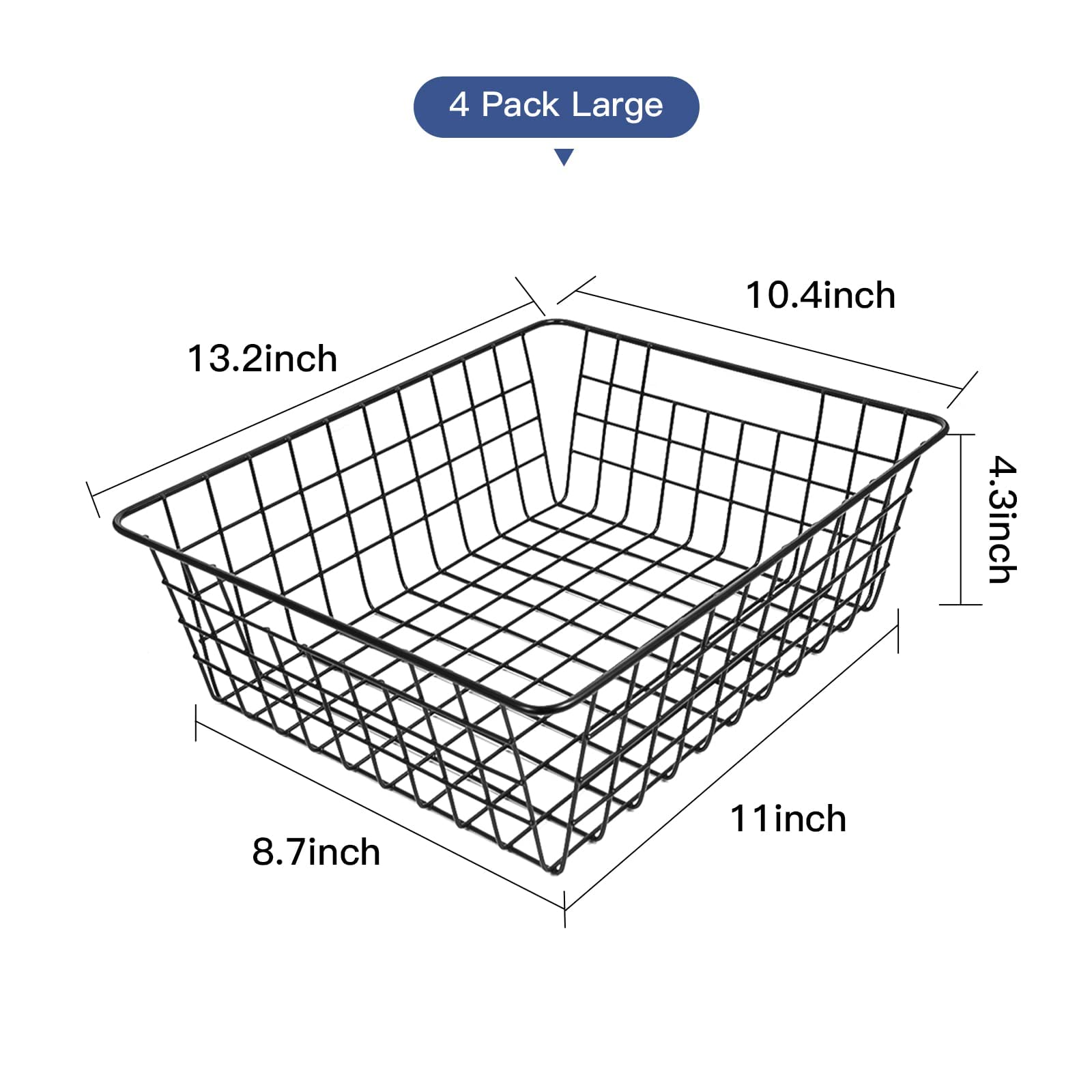 Pantry Baskets Pantry Organization And Storage 4 Pack Large Wire Baskets For Organizing Pantry Storage Bins Wire Basket For Stor