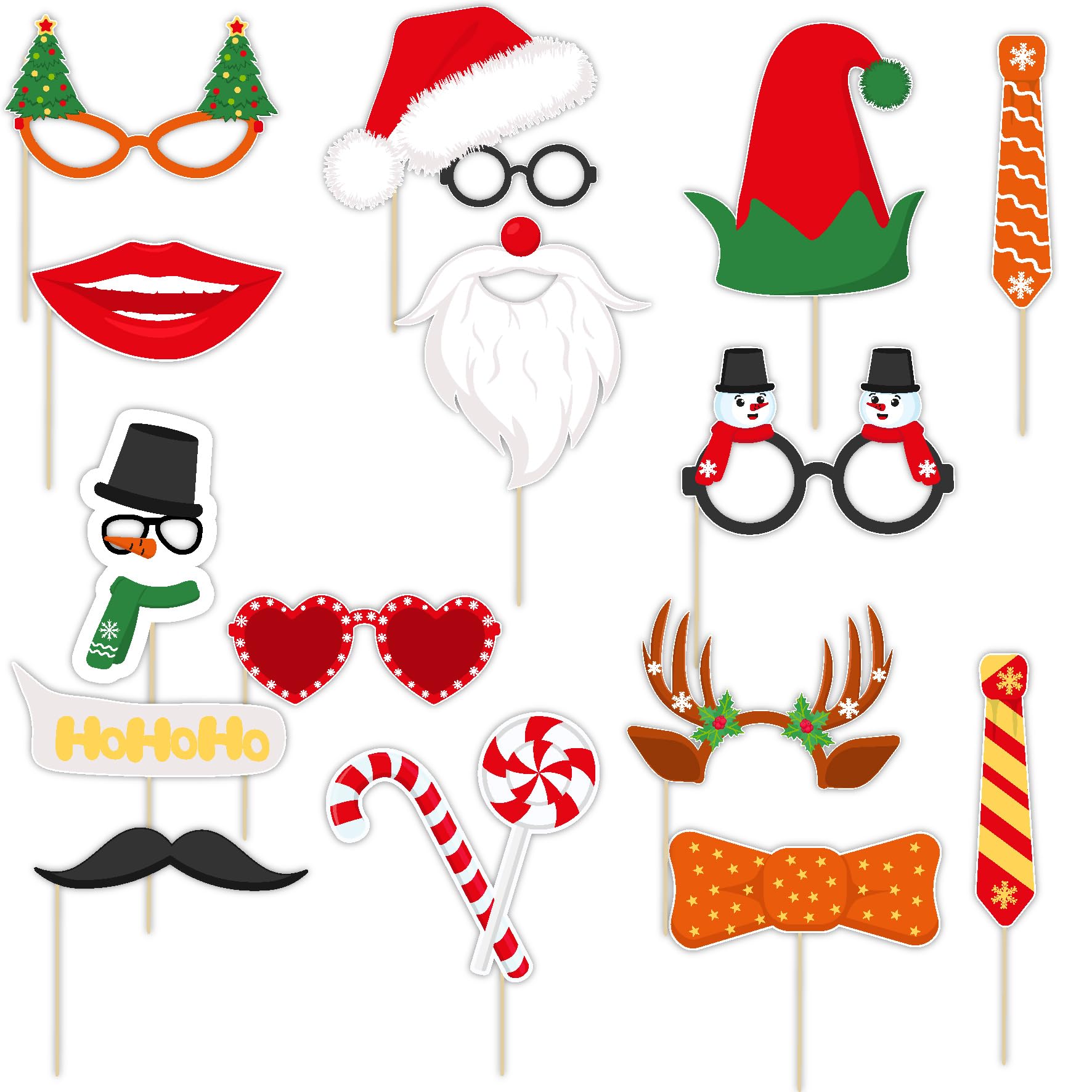 woopme Funny Christmas Photo Booth Props | Merry Christmas Pose Sign Kit for Party Decoration | Happy X Mas Party Props 15 Pcs