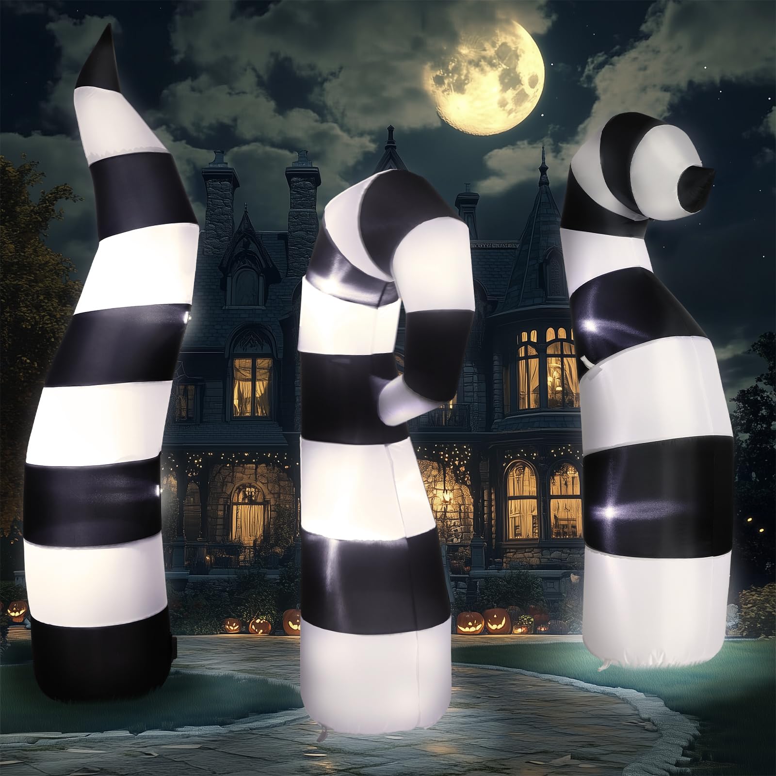 Leyndo 3pcs Halloween Sandworm Inflatables Decoration 6 ft Light Giant Yard Lawn Snake Decor with Build in LED Sandworm Blow up