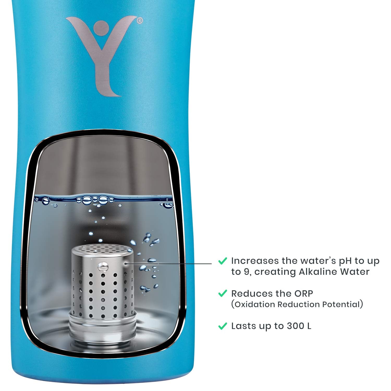 Dyln Alkaline Vitabead Diffuser 1-Pack For Dyln Bottle | Creates Ph 9+ Alkaline Hydrogen-Rich Water On-The-Go | Lasts 3 Months O