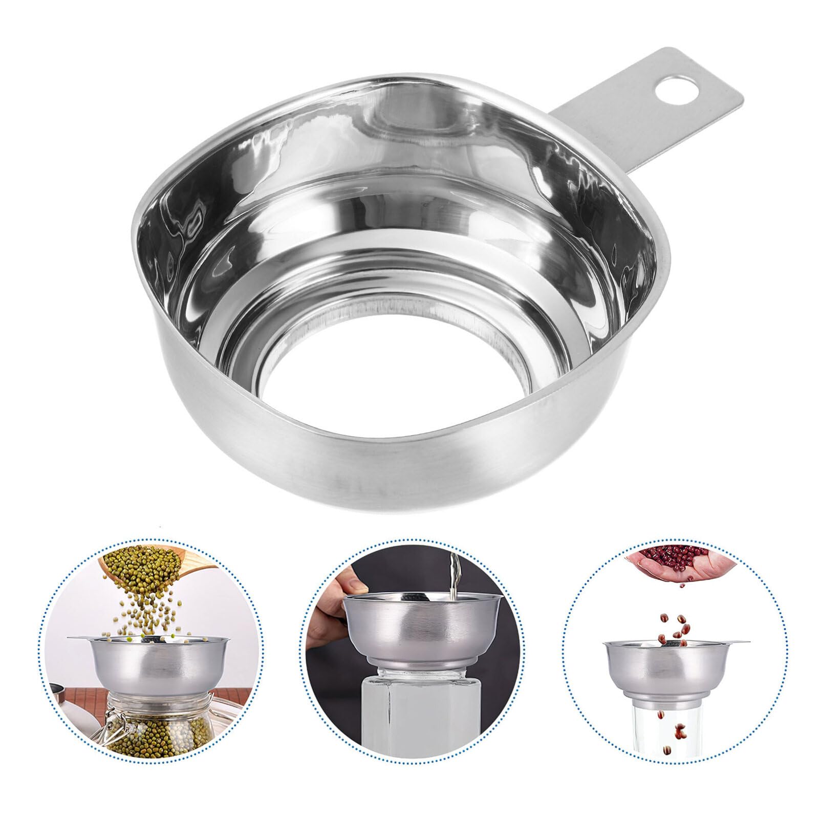 Hemoton Canning Funnel Wide Mouth Funnel For Jars Large Canning Funnels For Filling Bottles Stainless Steel Food Funnel (Silver)