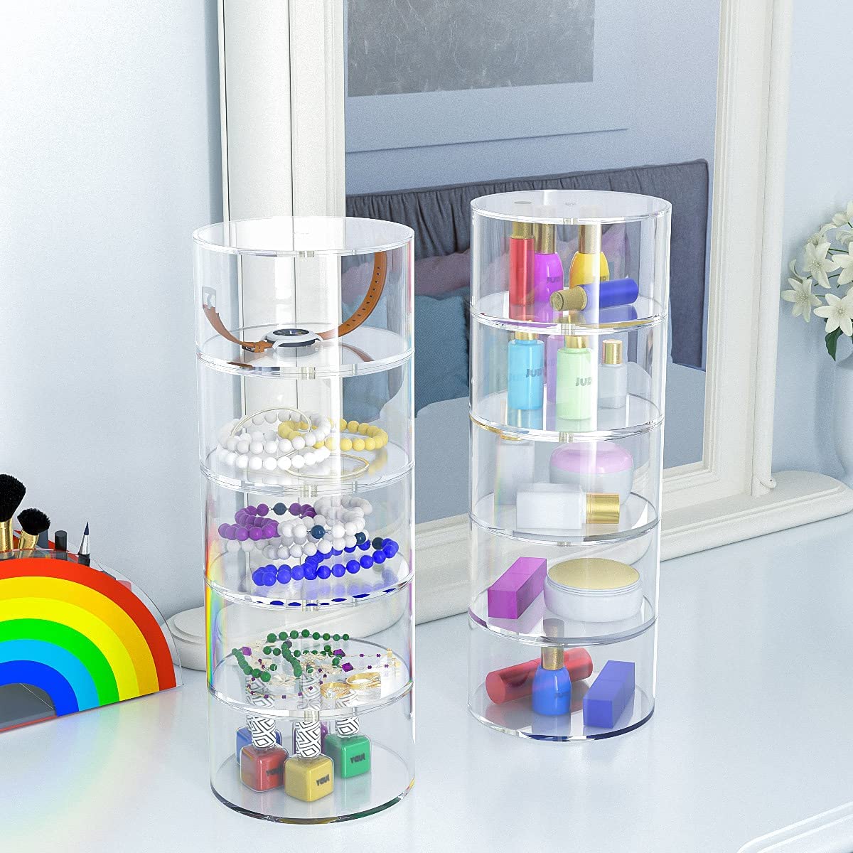 NIUBEE Belt Organizer  Acrylic 10 Layers Belt Case Storage Holder and Display for Accessories like Jewelry Watch Bracelets