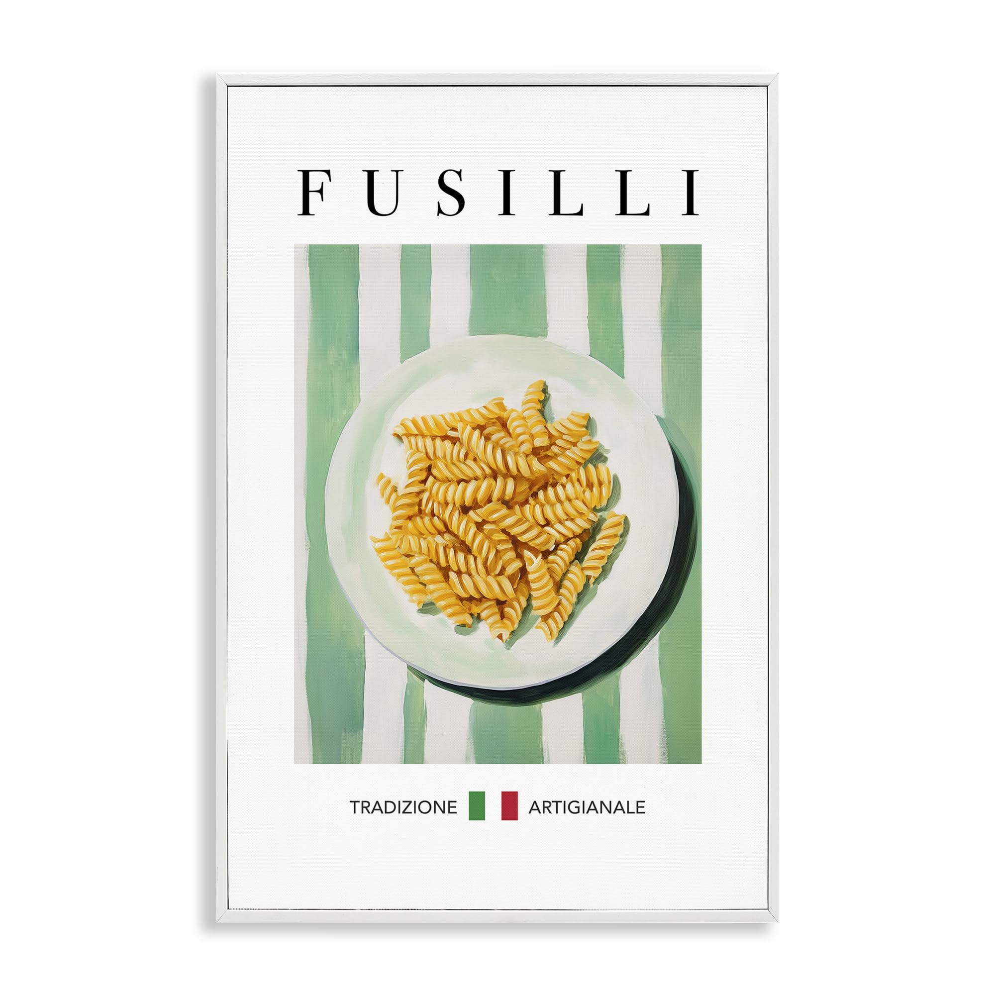 Framed Giclee Art (1.5 D) from USA by Artist Andreas Magnusson - Traditional Fusilli Pasta, Textured Coastal White, 16 x 24 - 