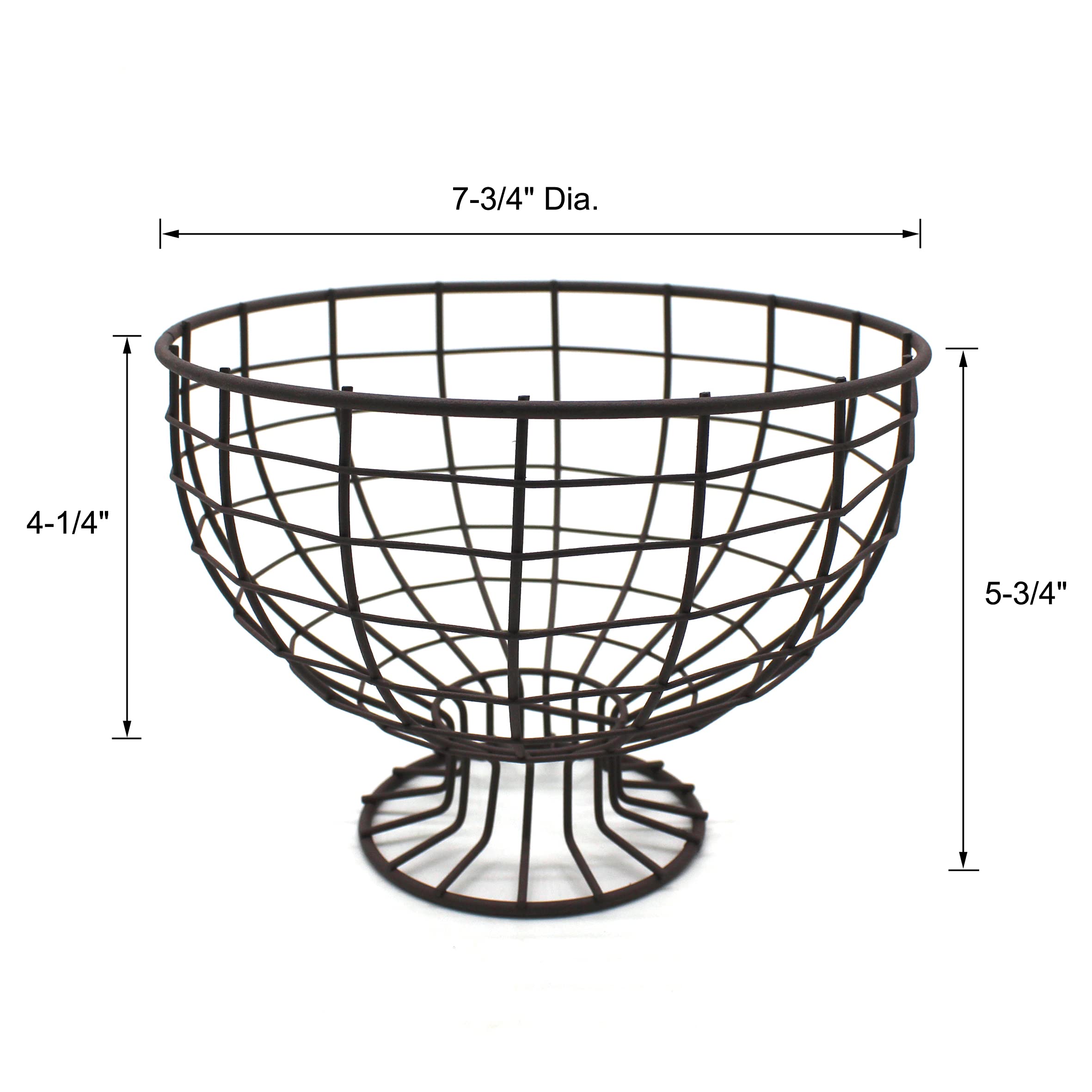 Cvhomedeco. Metal Wire Round Egg Basket With Pedestal Counter Top Fruit Bowl Storage For Kitchen Home. Rusty