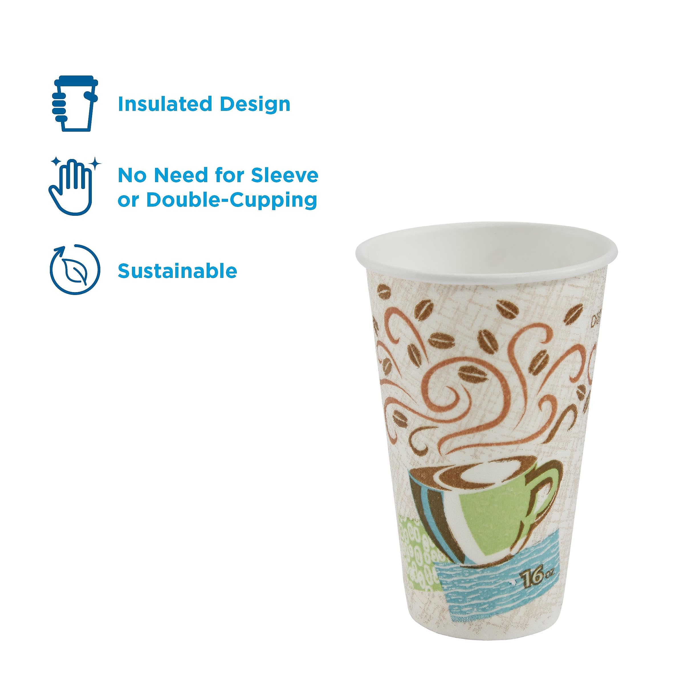 Georgia-Pacific Dxe5356Cd Dixie Hot Cups, Paper, 16Oz, Coffee Dreams Design, Pack Of 50