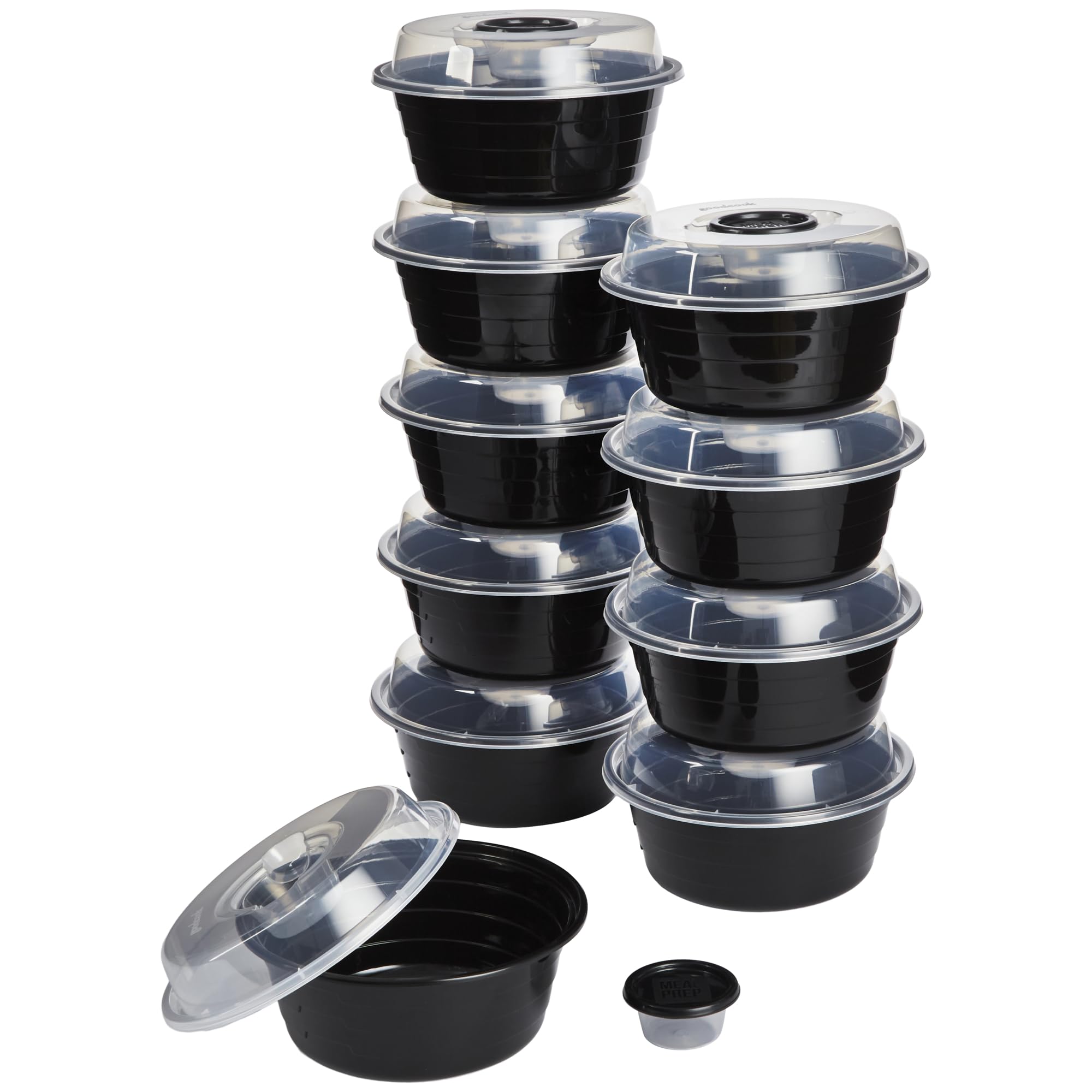 GoodCook 4-Cup Meal Prep Bowls Set with Lids and Dressing Cup, Microwavable Food Storage Containers for Meal Prepping, Set of 10