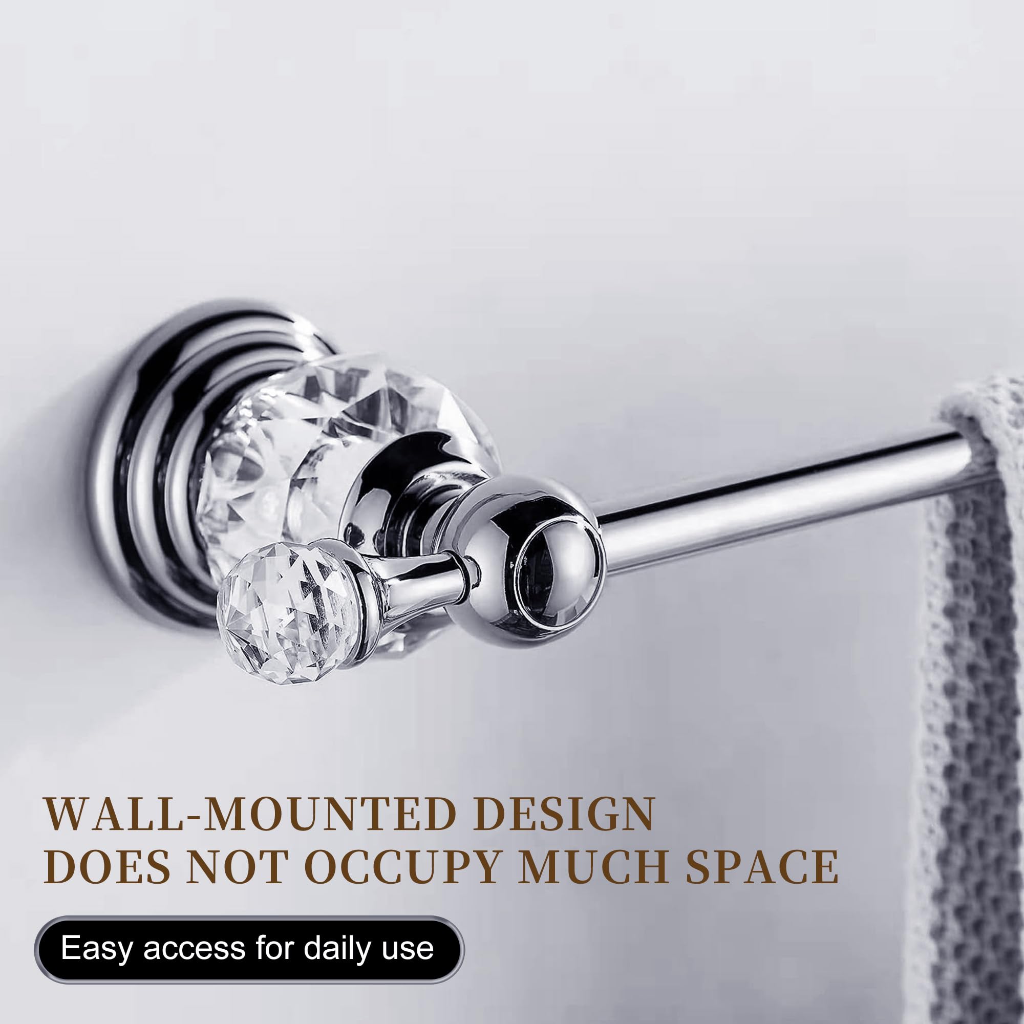 Chrome Towel Rack,Adjustable Towel Holder Silver Crystal Bathroom Towel Bar