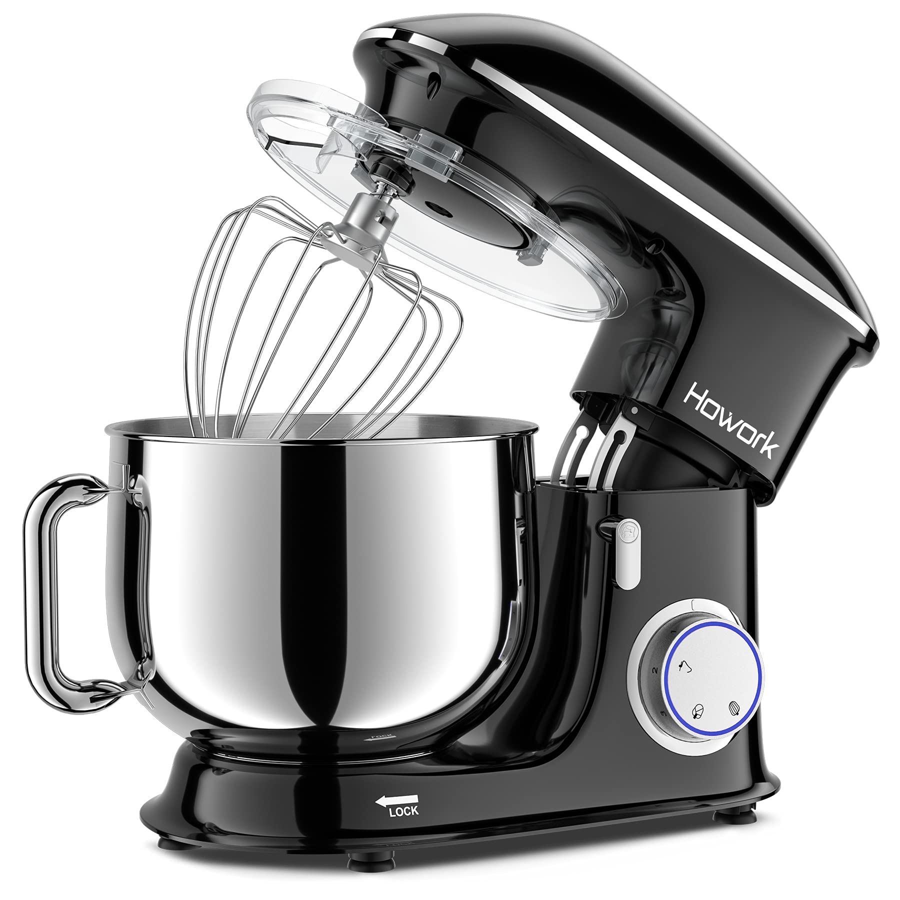 Howork 8.5Qt Stand Mixer, 660W 6+P Speed Tilt-Head, Electric Kitchen Mixer With Dishwasher-Safe Dough Hook, Beater, Wire Whip &