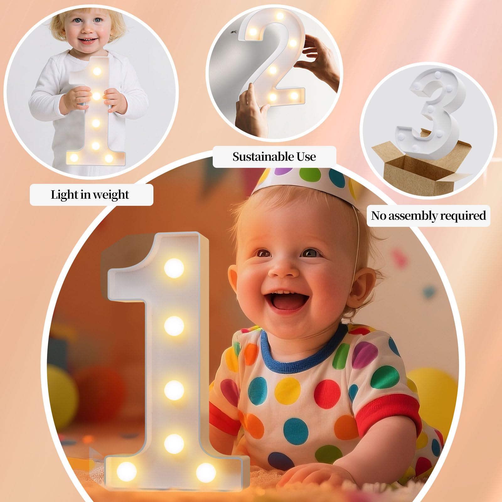 NANXU LED Marquee Light Up Numbers Sign - Lighted Birthday Numbers Sign for 24th Birthday Party Decoration, Bar Wall, Home, Tabl