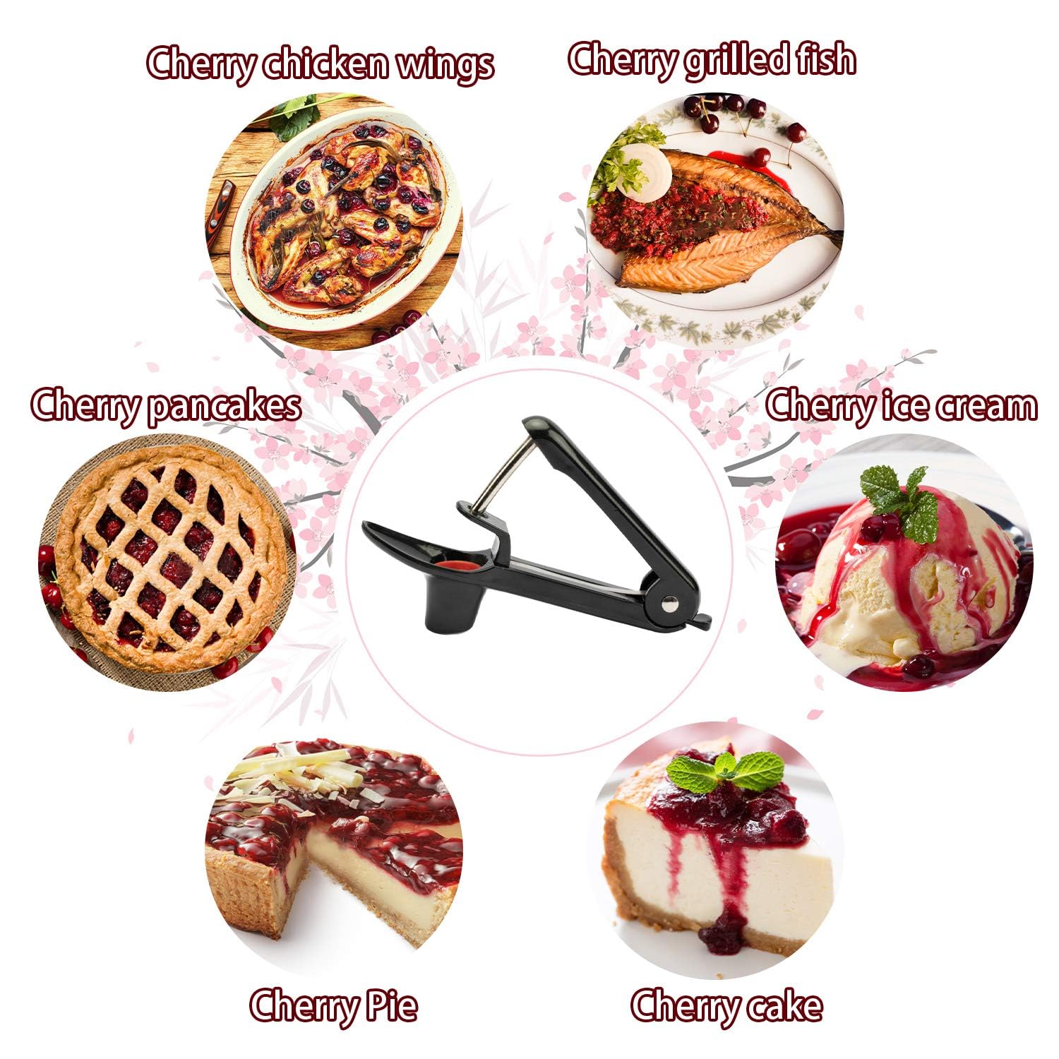 Cherry Pitter - Ordekcity Stainless Steel Cherries Corer Pitter Tool With Hand-Held Push Design, Save Time & Space For Making Ch