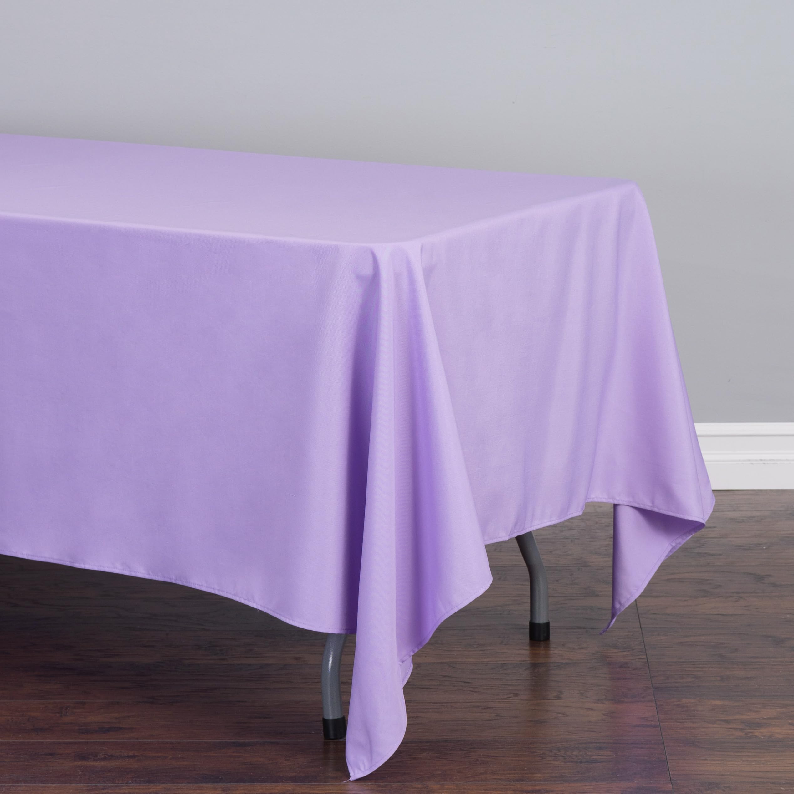 Ltc Linens 2 Pack Lavender Rectangular Tablecloths 70 X 120 Inches For 6 Or 8 Feet Rectangle Banquet Tables With Half-Drop -Stai