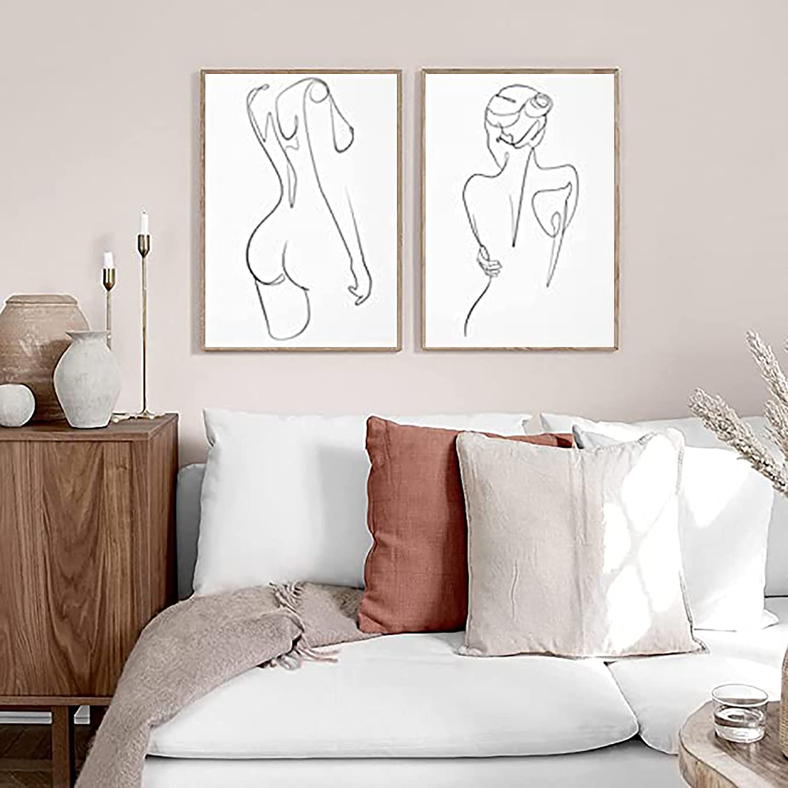 Abstract Line Wall Art Canvas Woman One Line Art Prints Minimalistic Female Body Line Poster Minimal Drawing Canvas Print Black