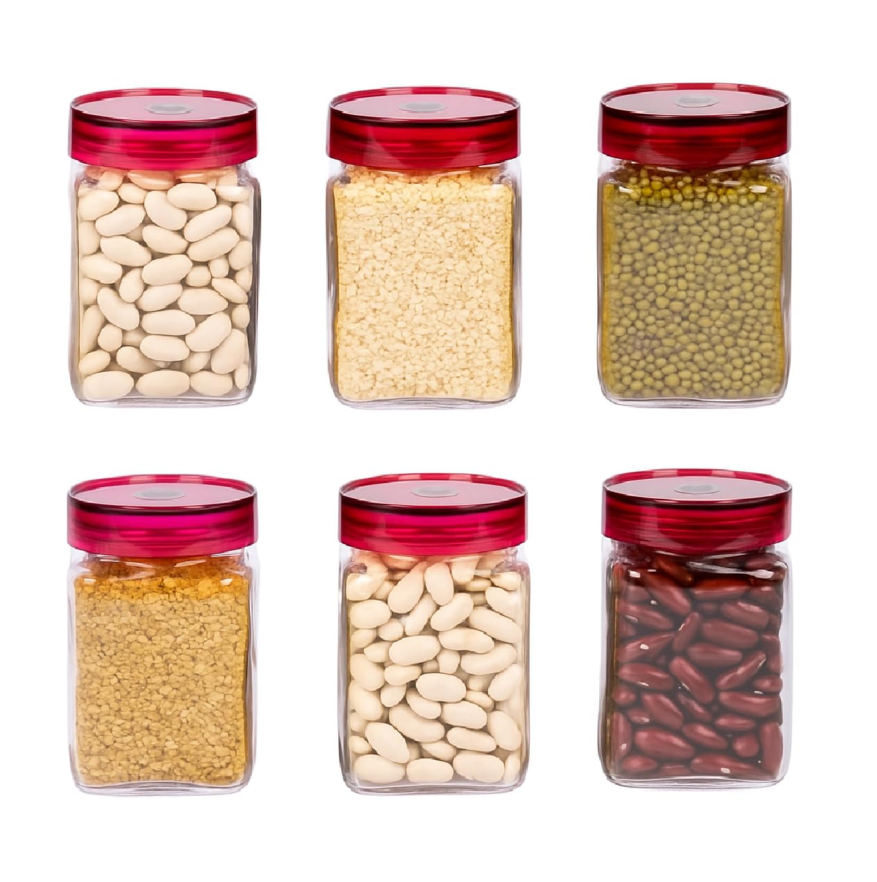 Cynflees Kitchen Storage Jars 300Ml Glass Food Storage Containers With Airtight Plastic Lid Round Kitchen Dispenser For Spice, S