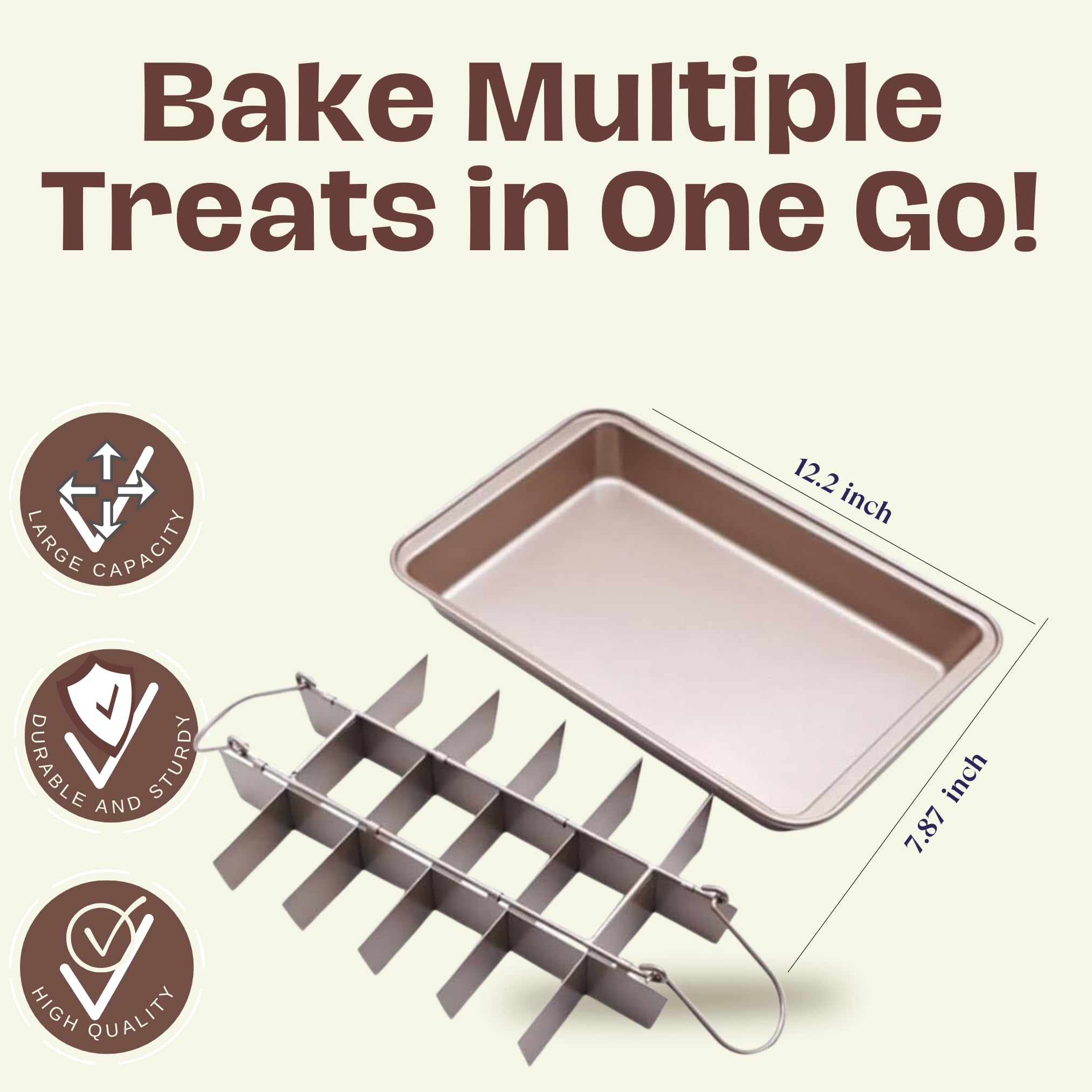 Good Dee'S Brownie Pan With Dividers, Non Stick Baking Pan Sets, Carbon Steel Bakeware Tray With Grips For Oven Baking, 18 Pre-C