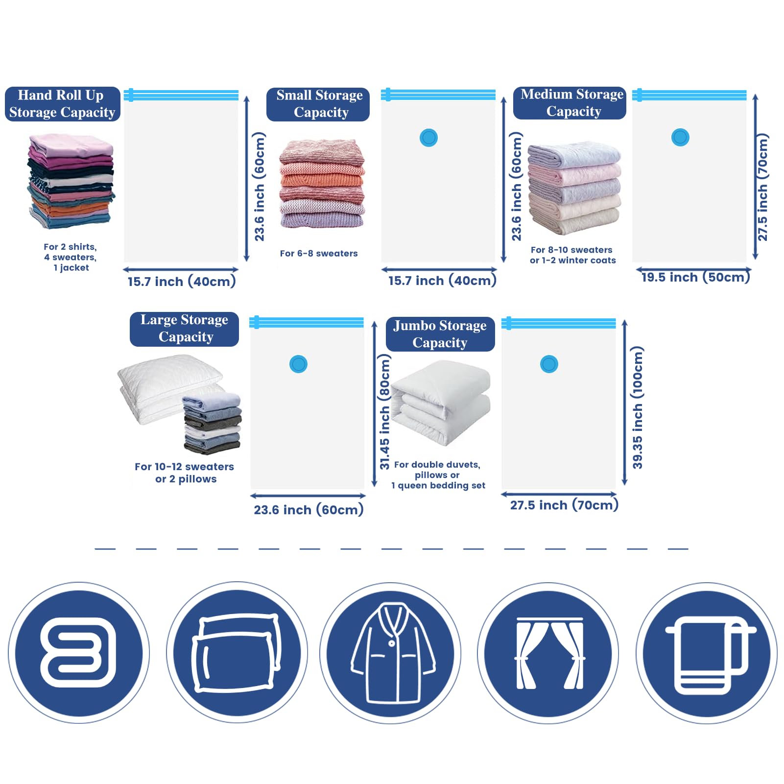 15 Pack Vacuum Storage Bags With Electric Pump, Space Saver Bags (8 Jumbo/7 Large) Compression For Comforters And Blankets, Seal