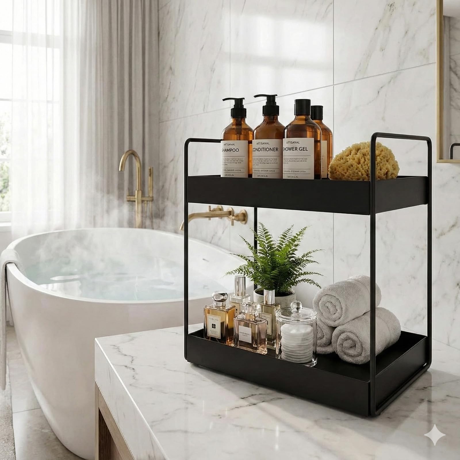 Palomino 2Tier Metal Standing Spice Rack Storage Organizer, Bathroom Countertop Storage Shelf Cosmetic Organizer And Home/Kitch