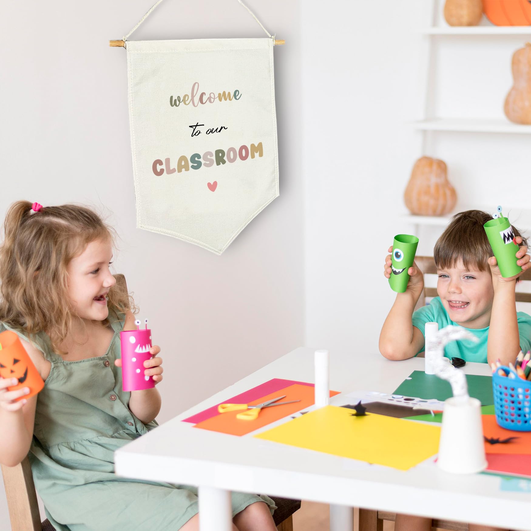 Boho Classroom Wall D  Cor, Welcome To Our Classroom Hanging Pennant Flag, Back To School Wall Banner, Teacher Gift, School Wall