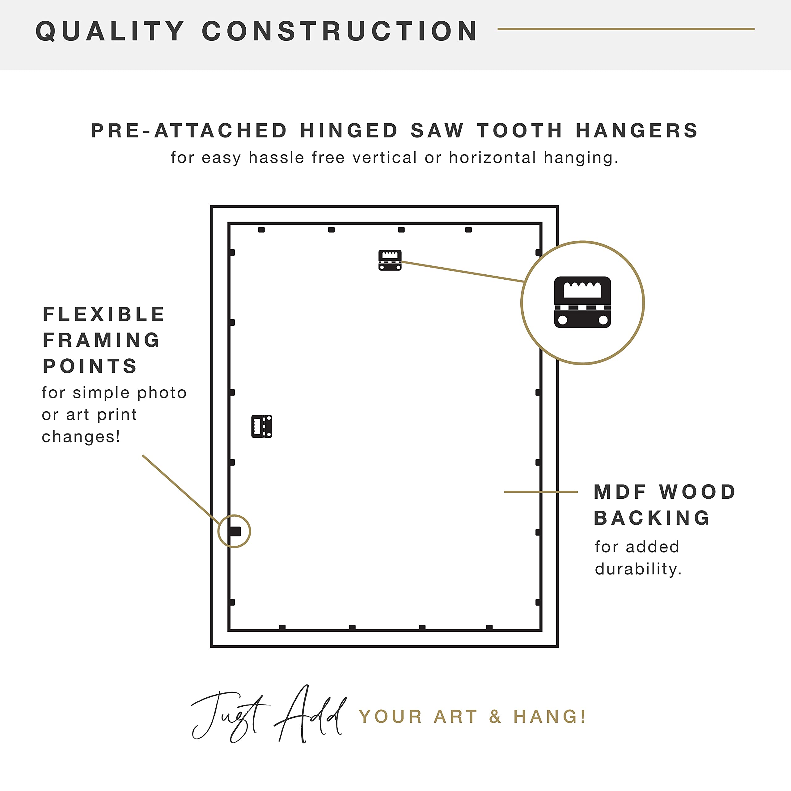 MCS Museum Poster Frame 13x19 Pewter, Vertical & Horizontal Wall Hanging Large Picture Frame for Photos, Posters & Art Prints (1