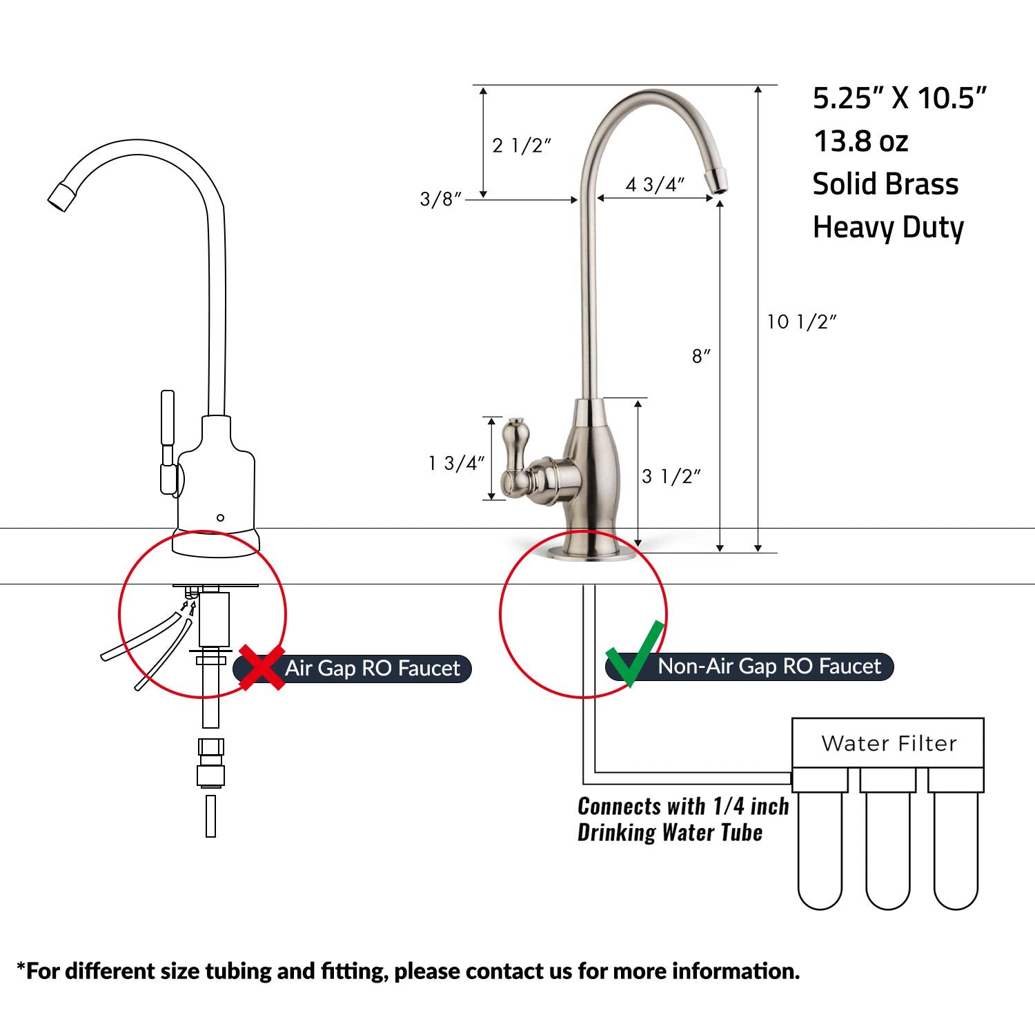 iSpring GK1-AB Heavy Duty Reverse Osmosis Faucet  High Spout Kitchen Bar Sink Drinking Water Faucet  Contemporary Style RO Faucet  Antique Brass