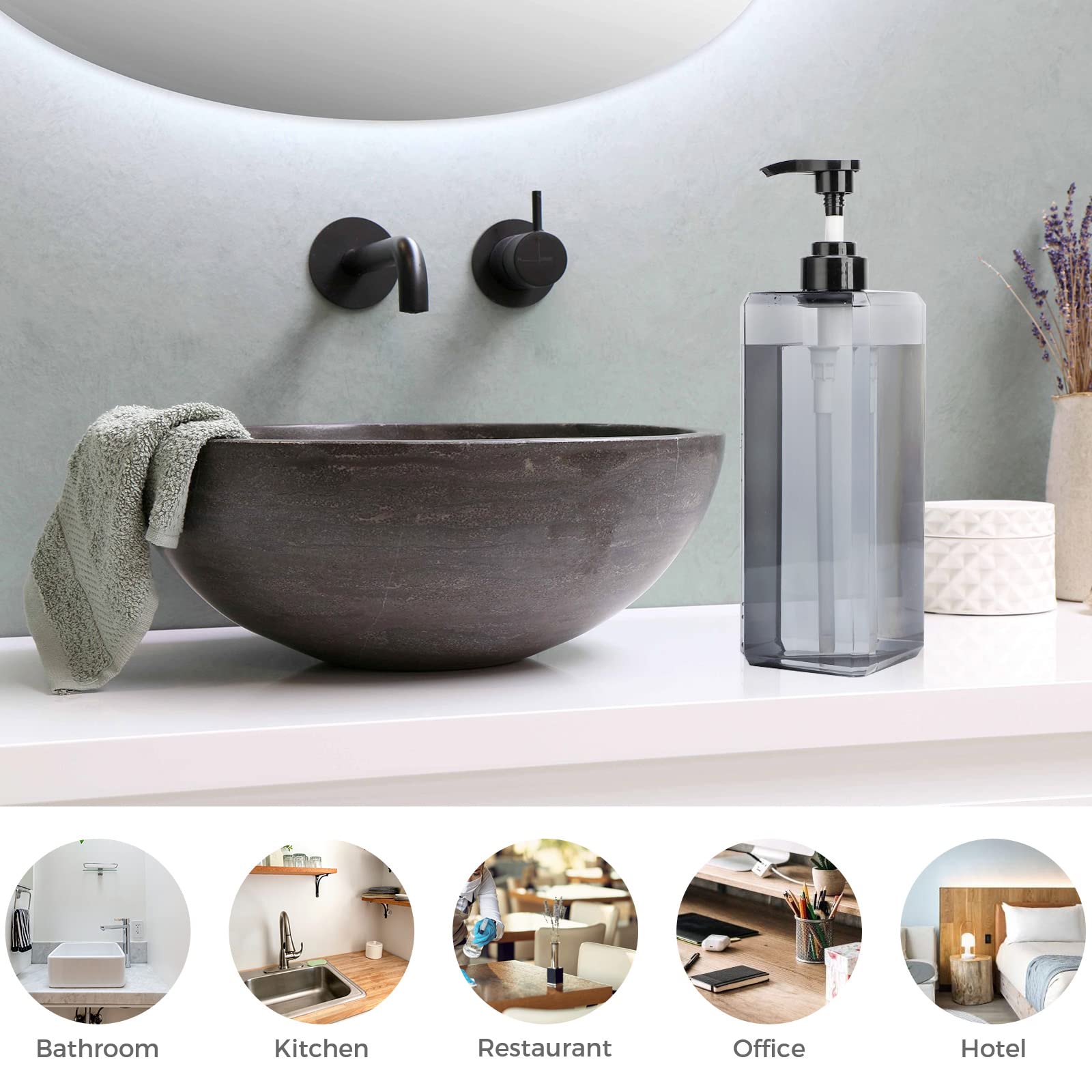 Suream 33.8Oz Refillable Shampoo Bottles For Shower, 3Packs 1000Ml Large Empty Pump Dispenser With 4Pcs Lables For Shampoo, Body