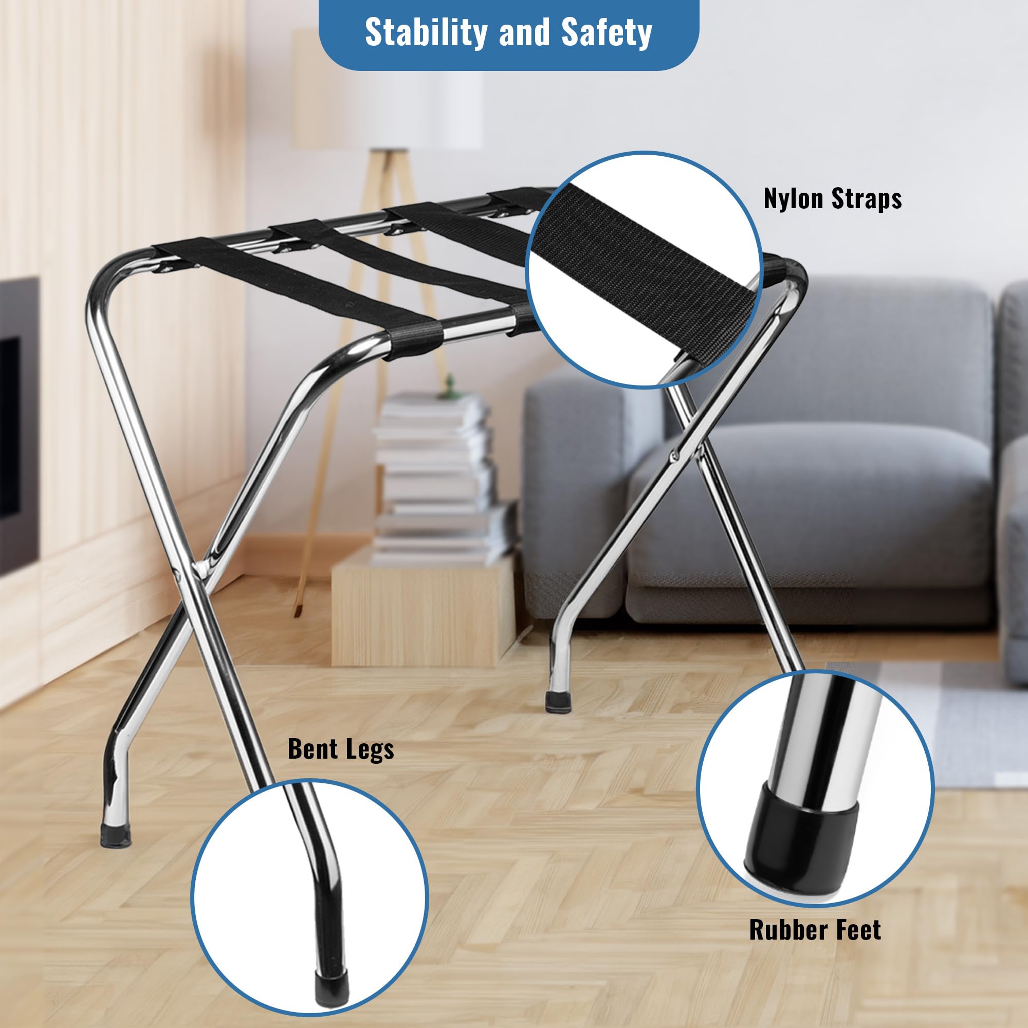 Luggage Rack, Foldable Suitcase Stand, Metal Luggage Holder For Guest Room, Foldable Storage Steel Frame | Suitcase Stand Perfec