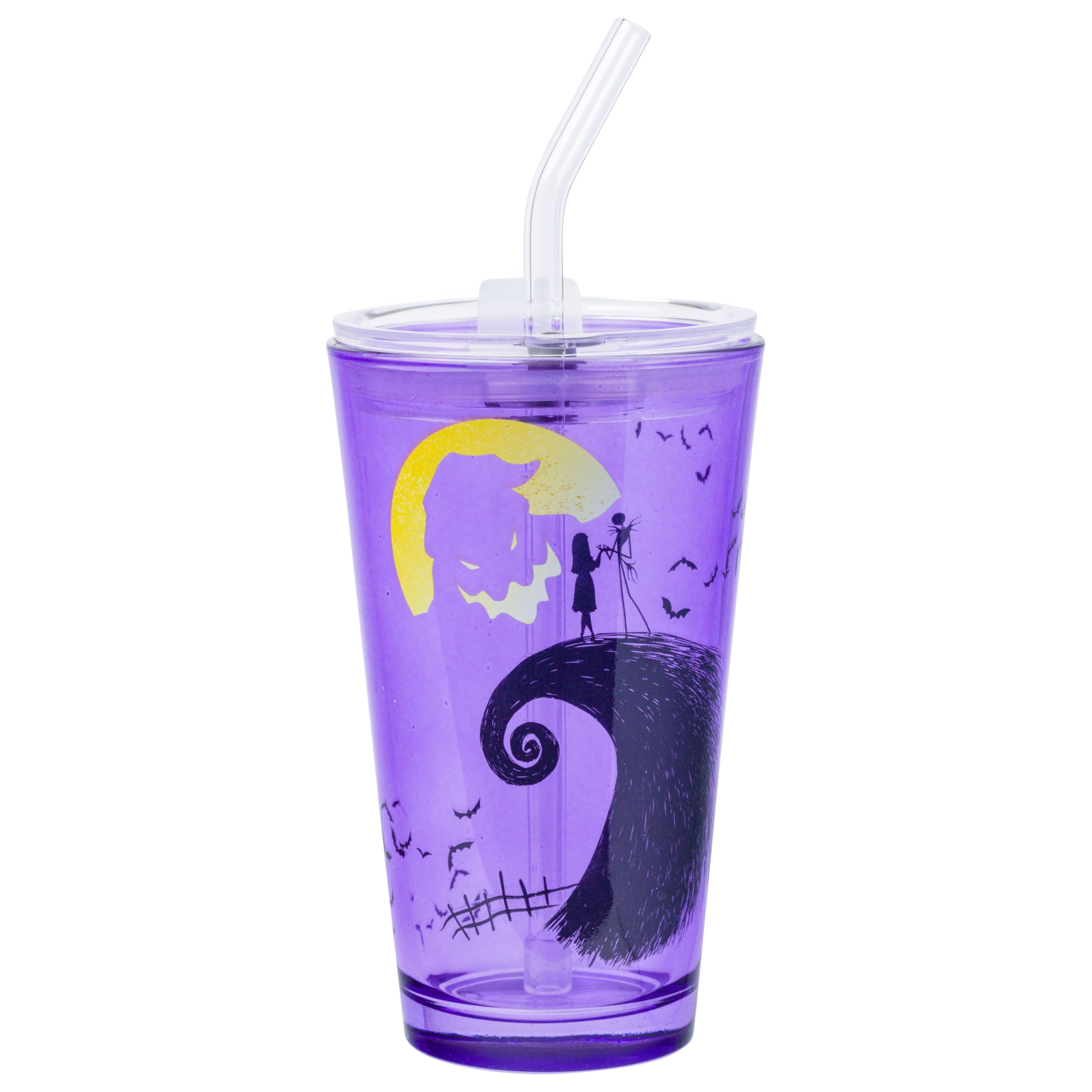 Silver Buffalo Disney Tim Burton Nightmare Before Christmas Featuring Jack Skellington, Sally, and Oogie Boogie Pint Glass with 