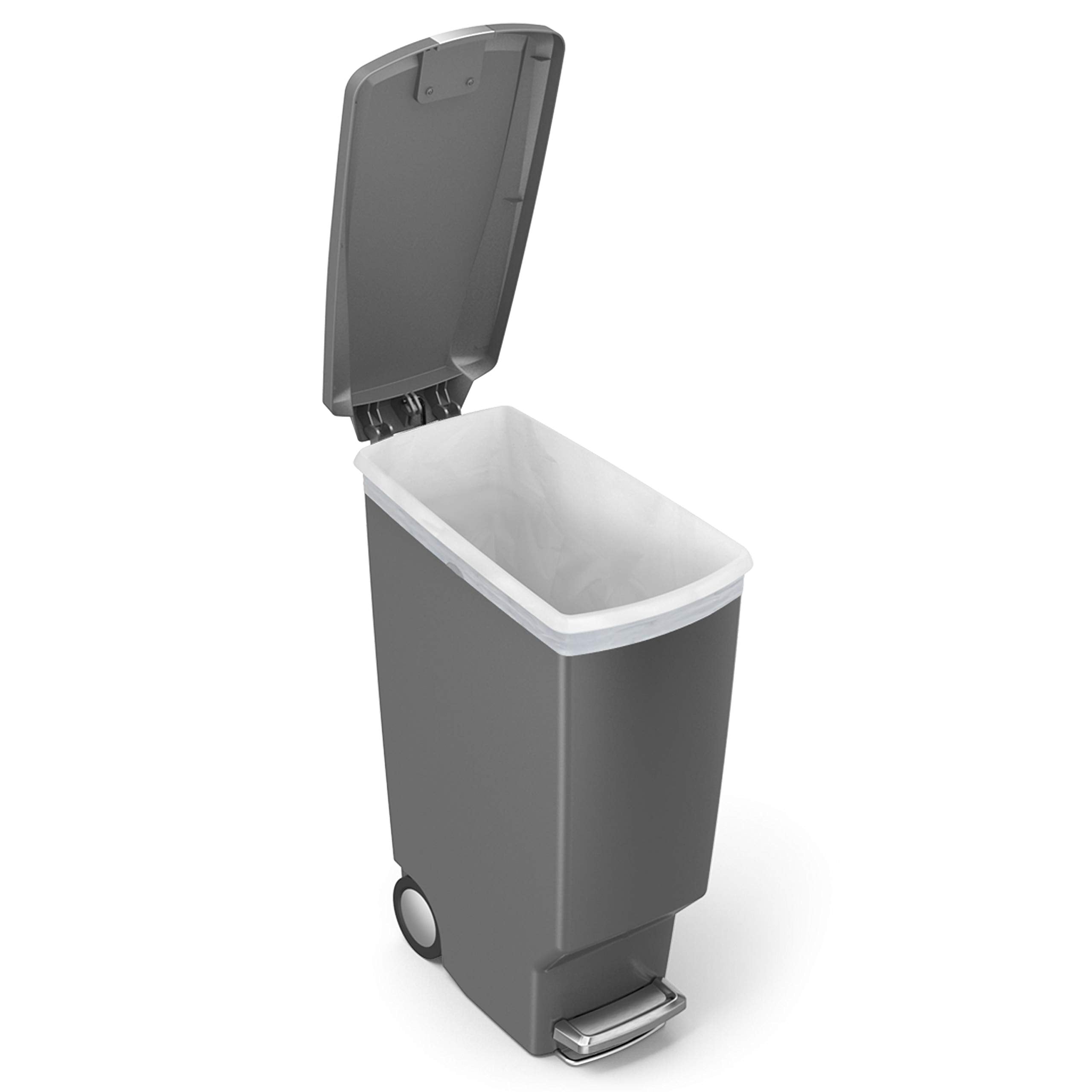 simplehuman cW1363 cubo estrecho con pedal  cubo de basura cocina  cubo basura pedal reciclaje  plAstico gris  40 L