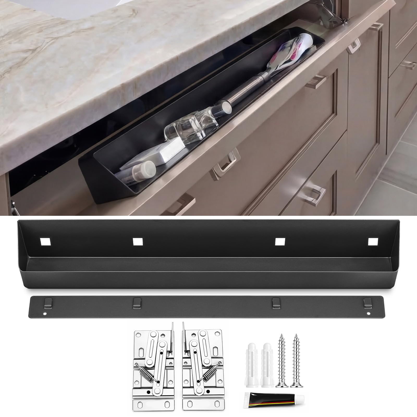 Zonon 1 Set 19 Inch Tip Out Tray for Front Sink Kitchen Drawer, Matte