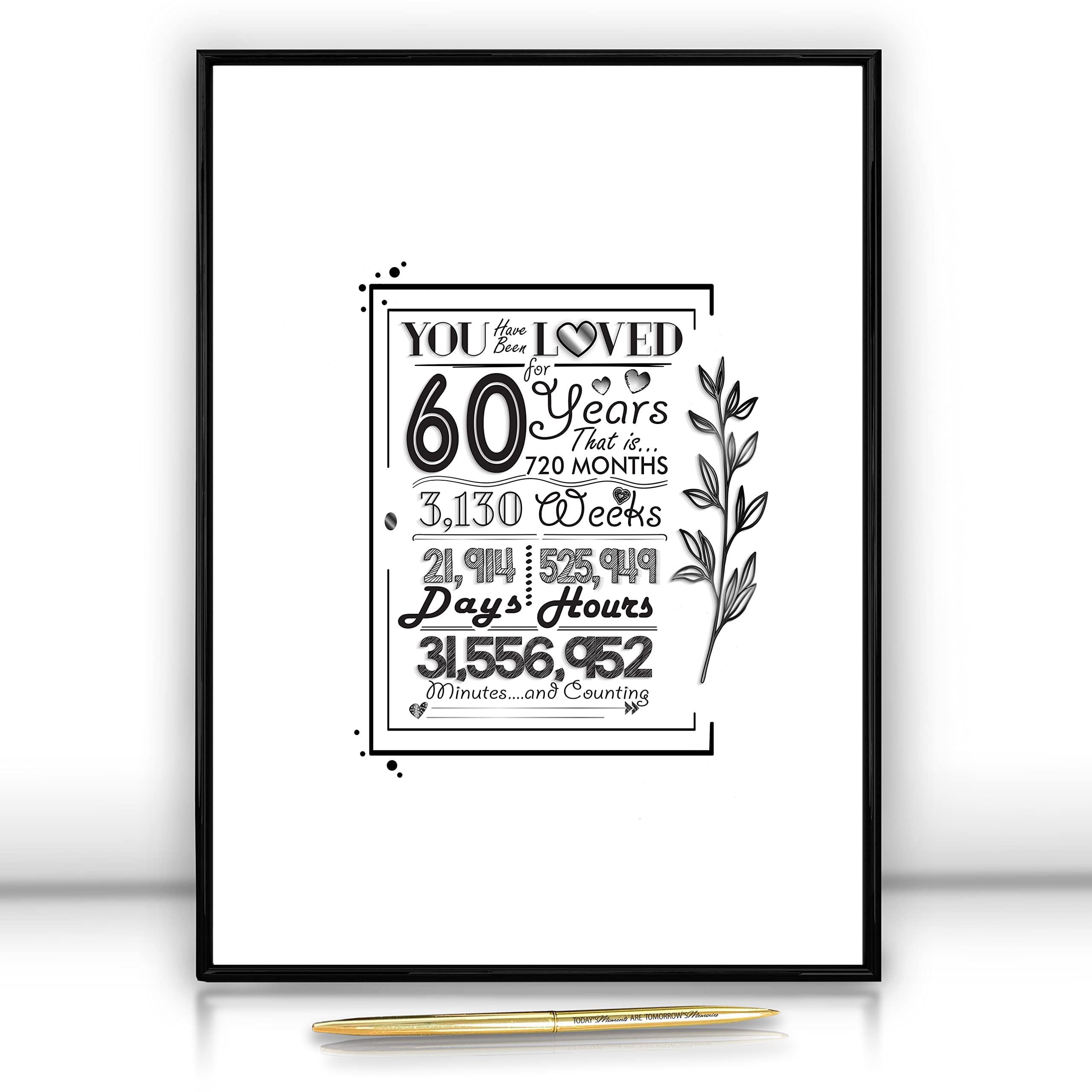 Framed 60Th Birthday Decorations Sign Poster For Men Women 12 ''X16 ''- 60 Birthday Party Favors, Guest Book Alternative - With